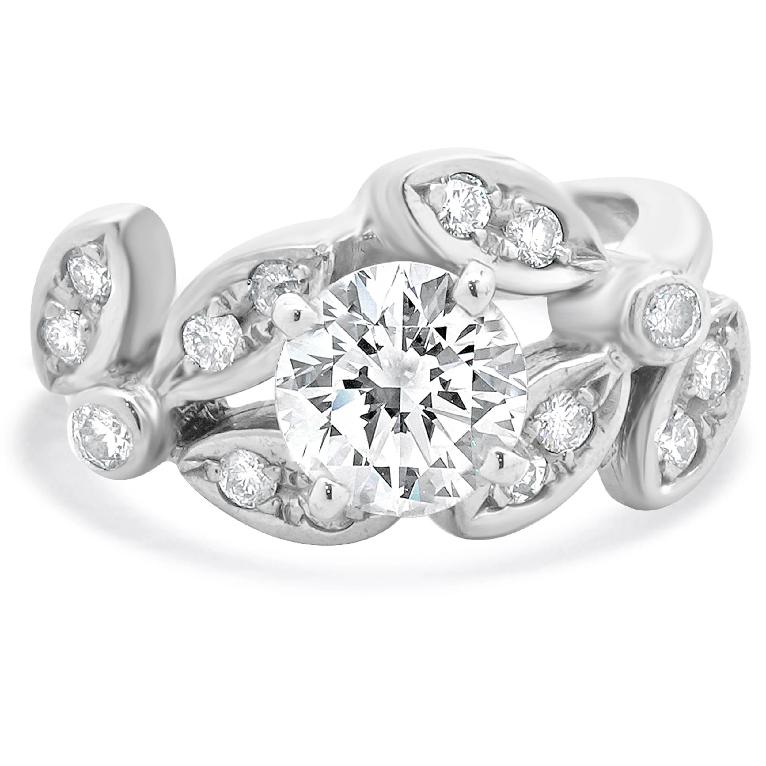 14 Karat White Gold Diamond Engagement Ring