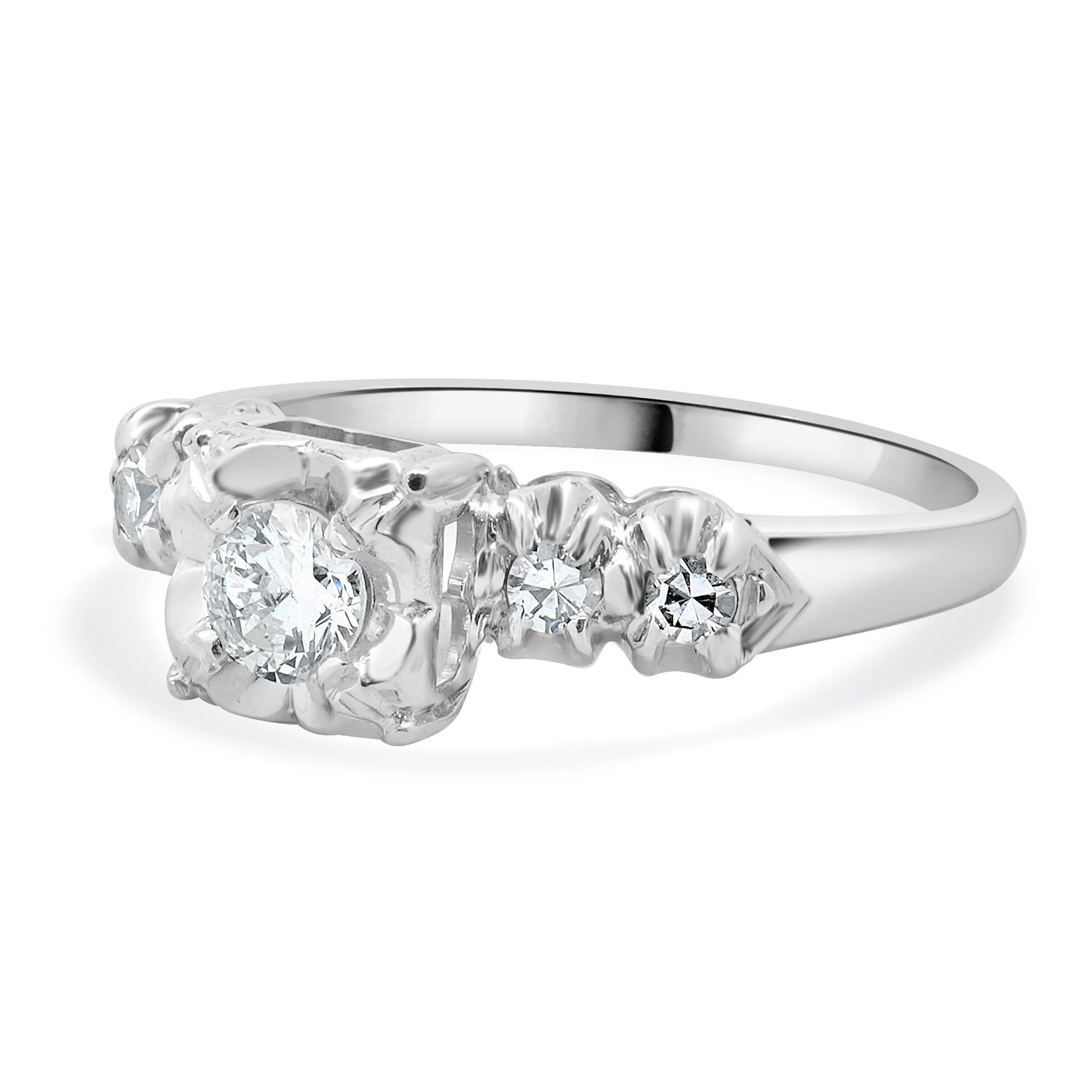 14 Karat White Gold Diamond Engagement Ring - Image 2