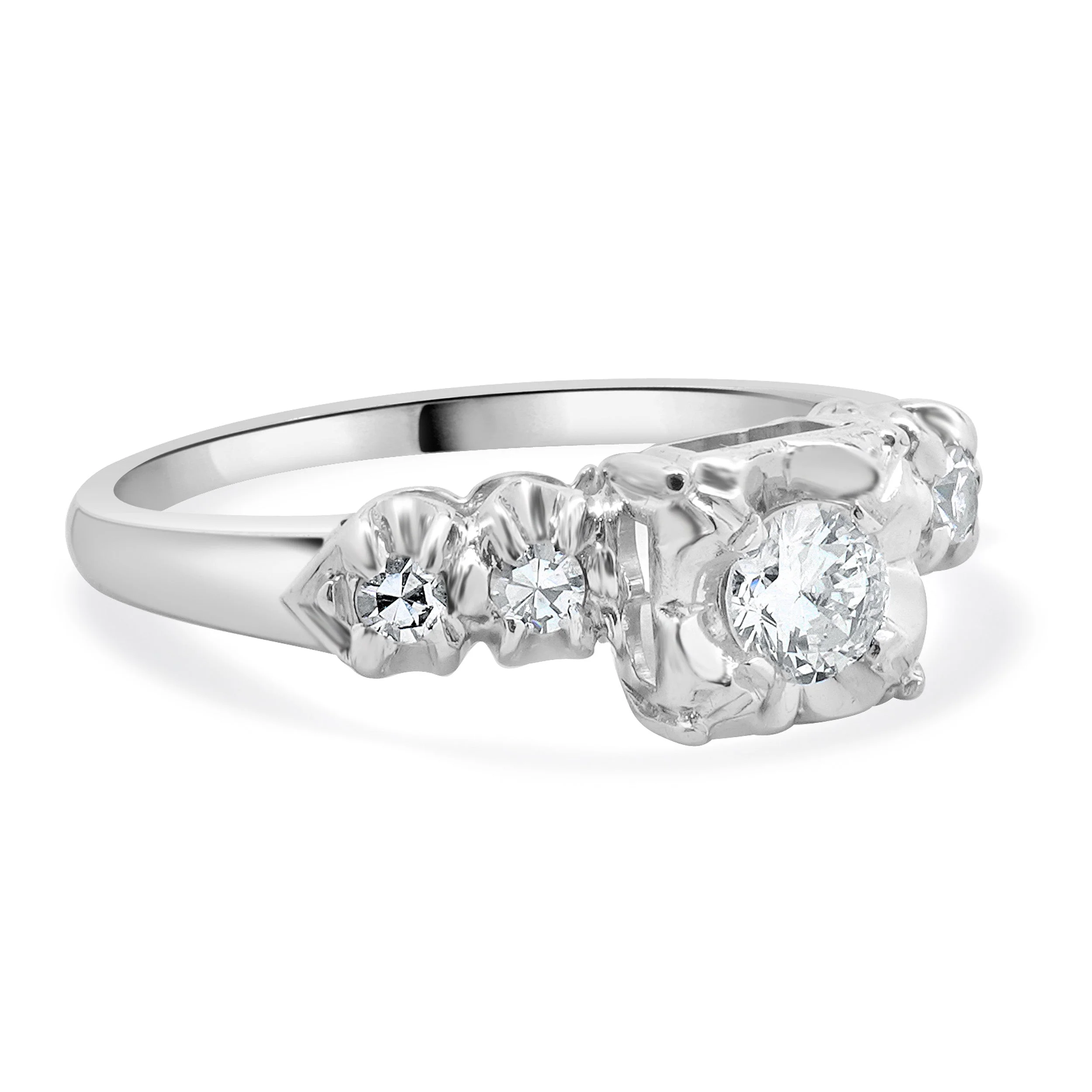 14 Karat White Gold Diamond Engagement Ring - Image 4