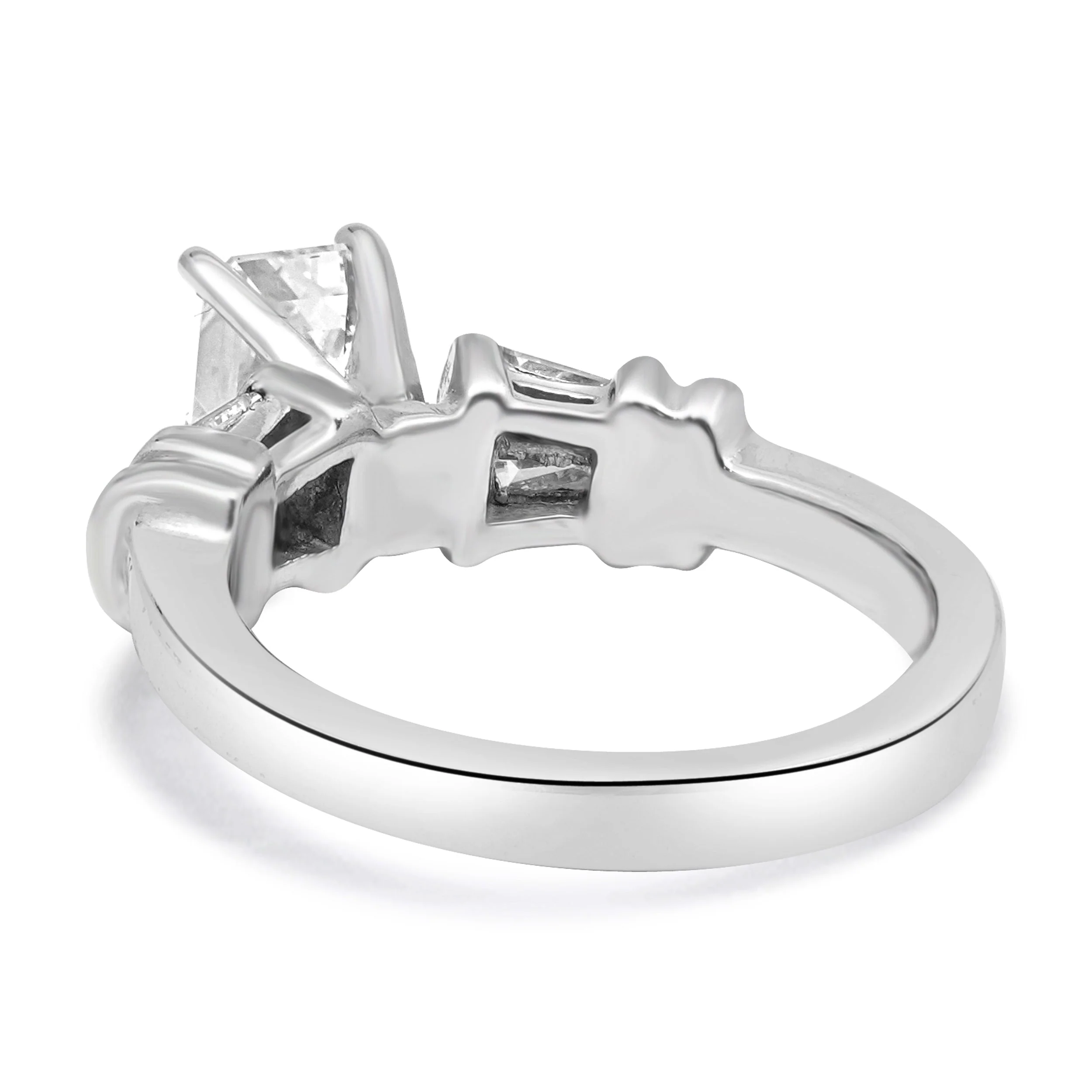 14 Karat White Gold Diamond Engagement Ring w/ Baguette Accents - Image 3