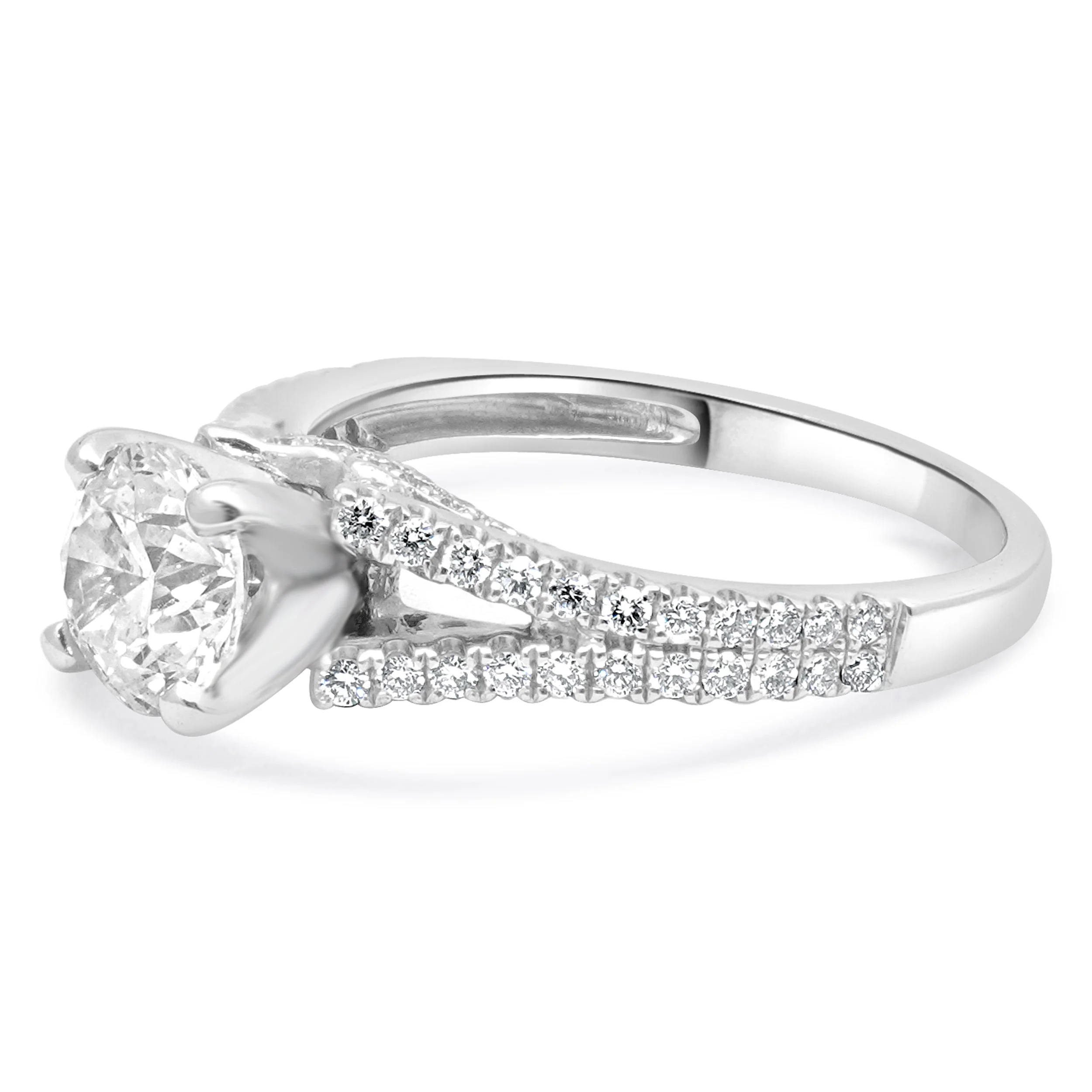 14 Karat White Gold Diamond Engagement Ring With Split Shank - Image 2