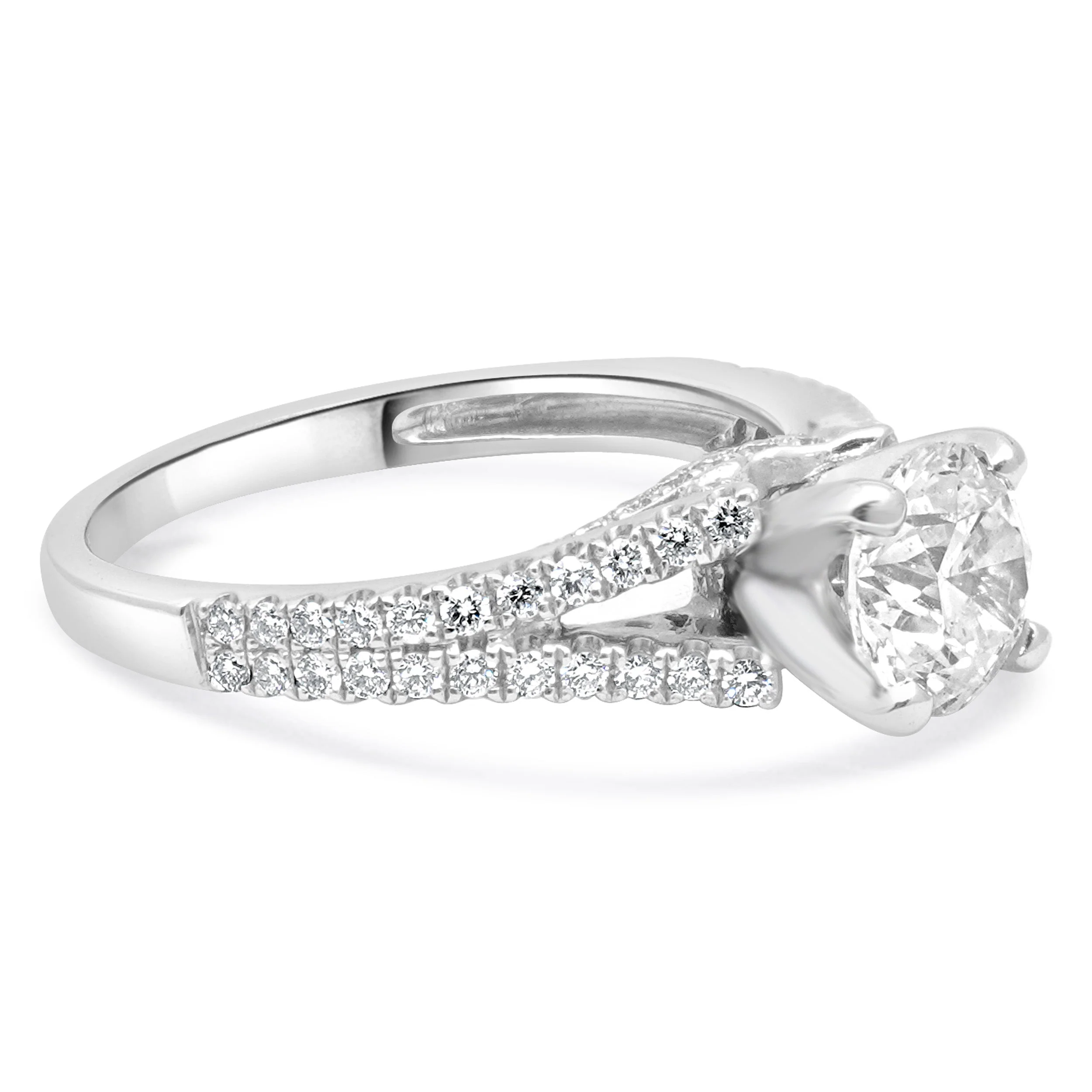 14 Karat White Gold Diamond Engagement Ring With Split Shank - Image 4