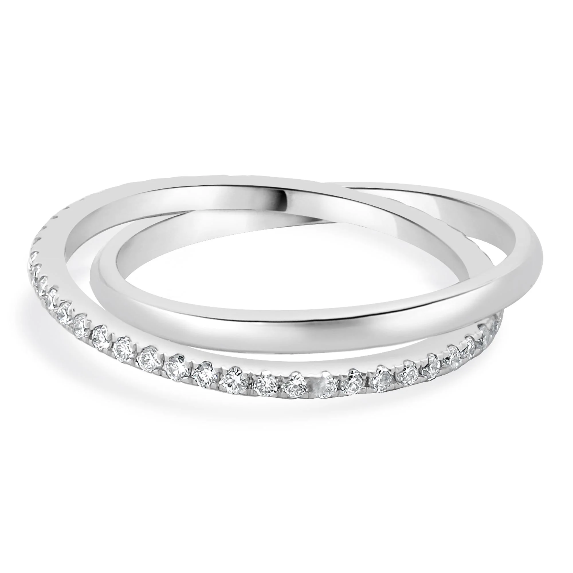 14 Karat White Gold Diamond Eternity Rolling Ring - Image 2