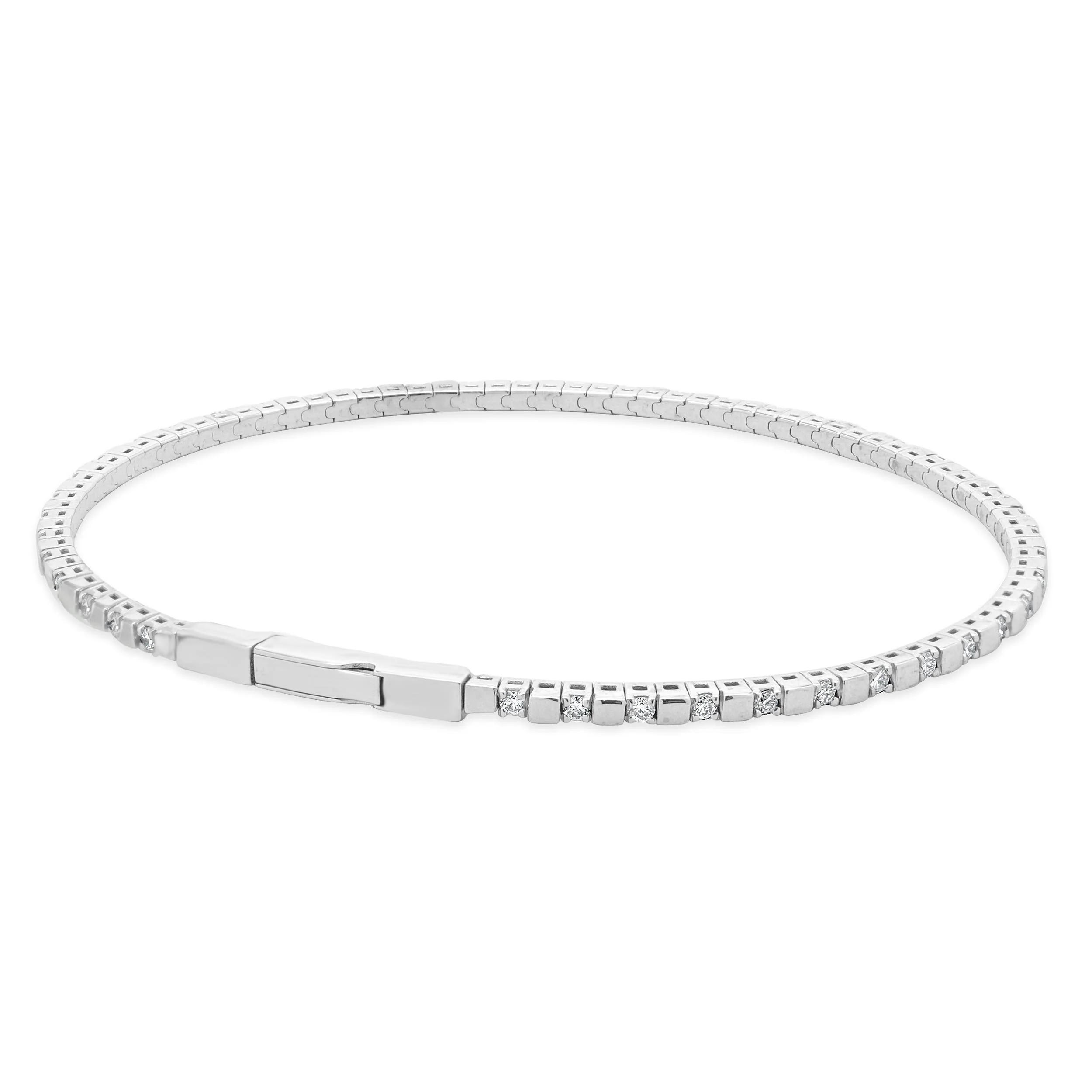 14 Karat White Gold Diamond Flex Bracelet - Image 4