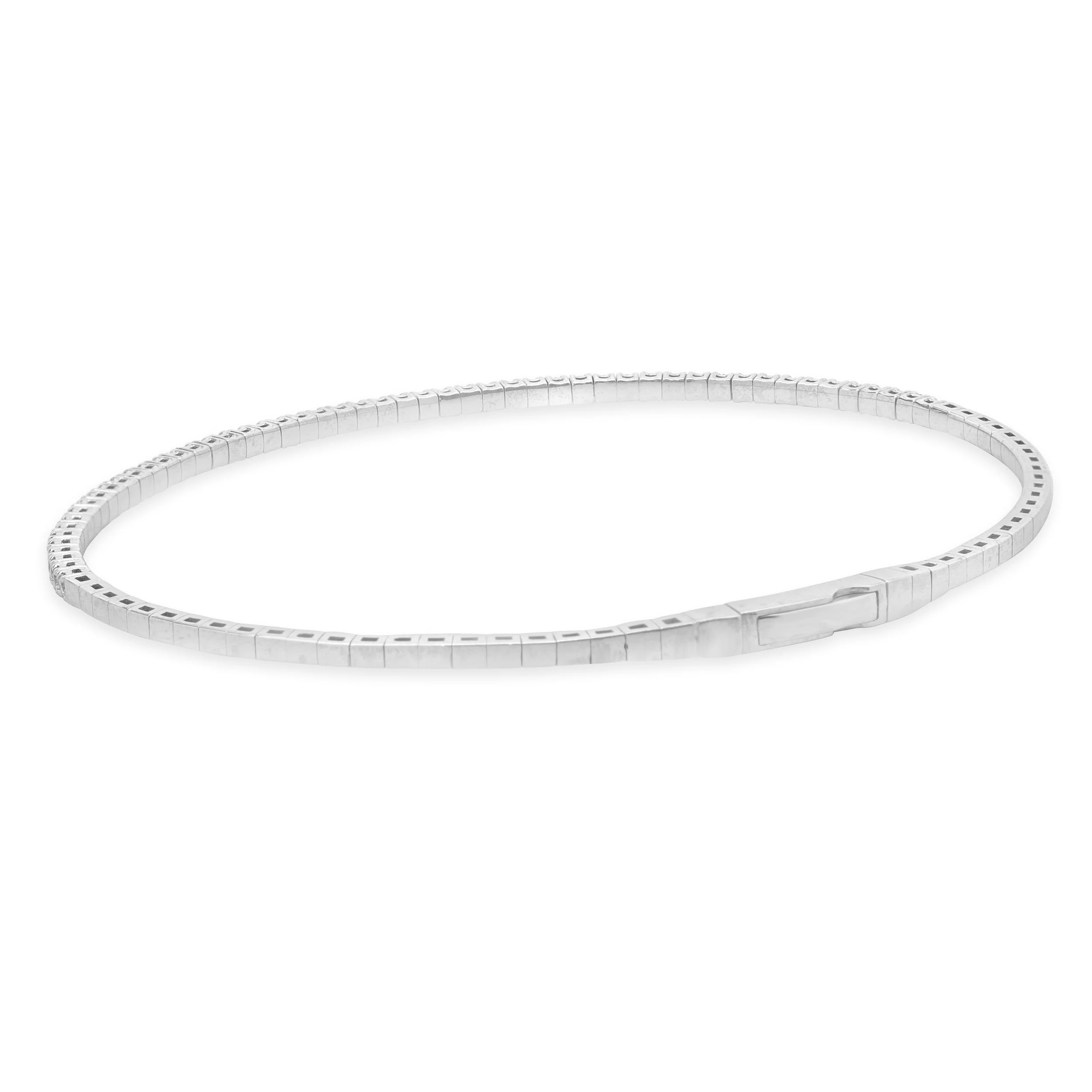 14 Karat White Gold Diamond Flex Bracelet - Image 3