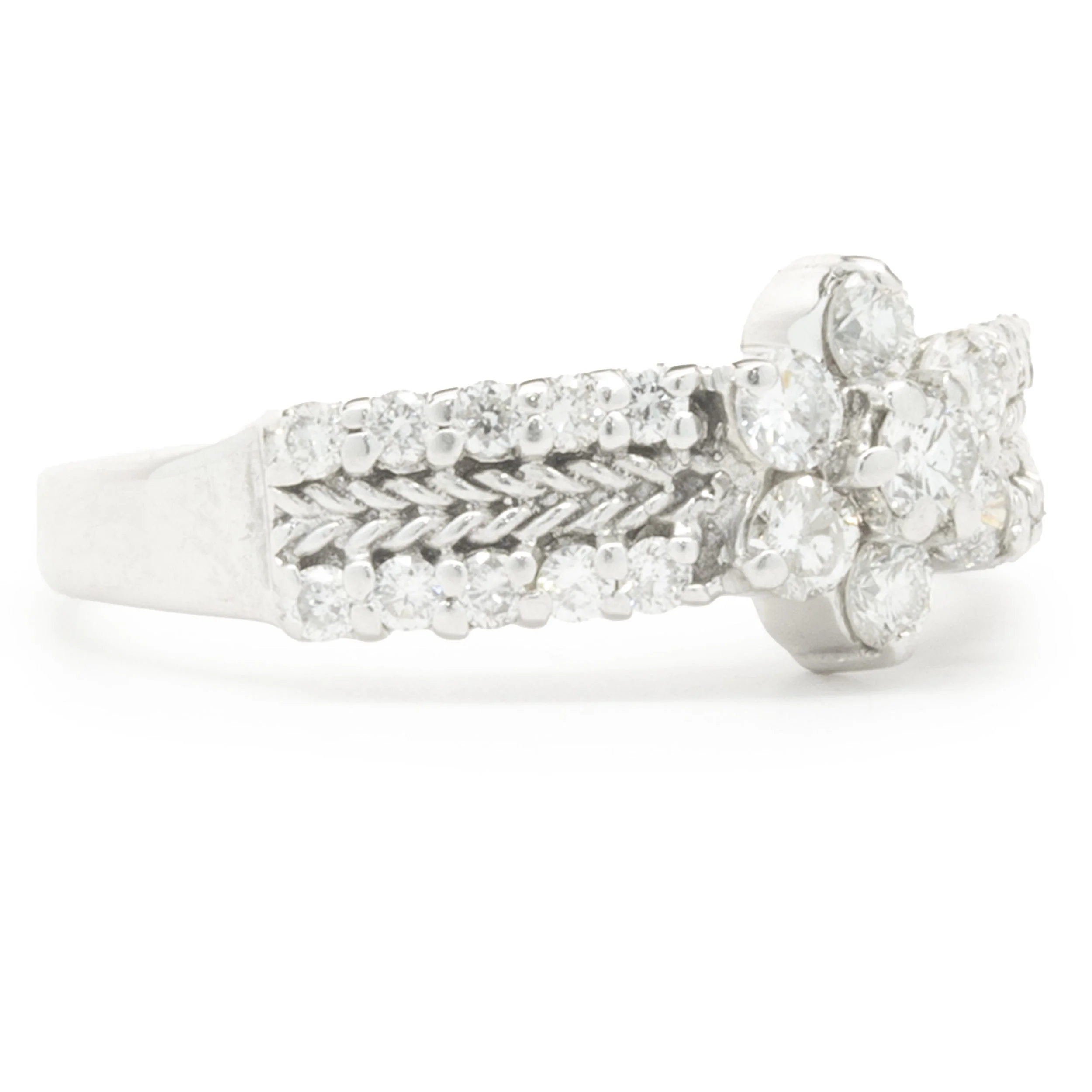 14 Karat White Gold Diamond Floral Cluster Ring - Image 2