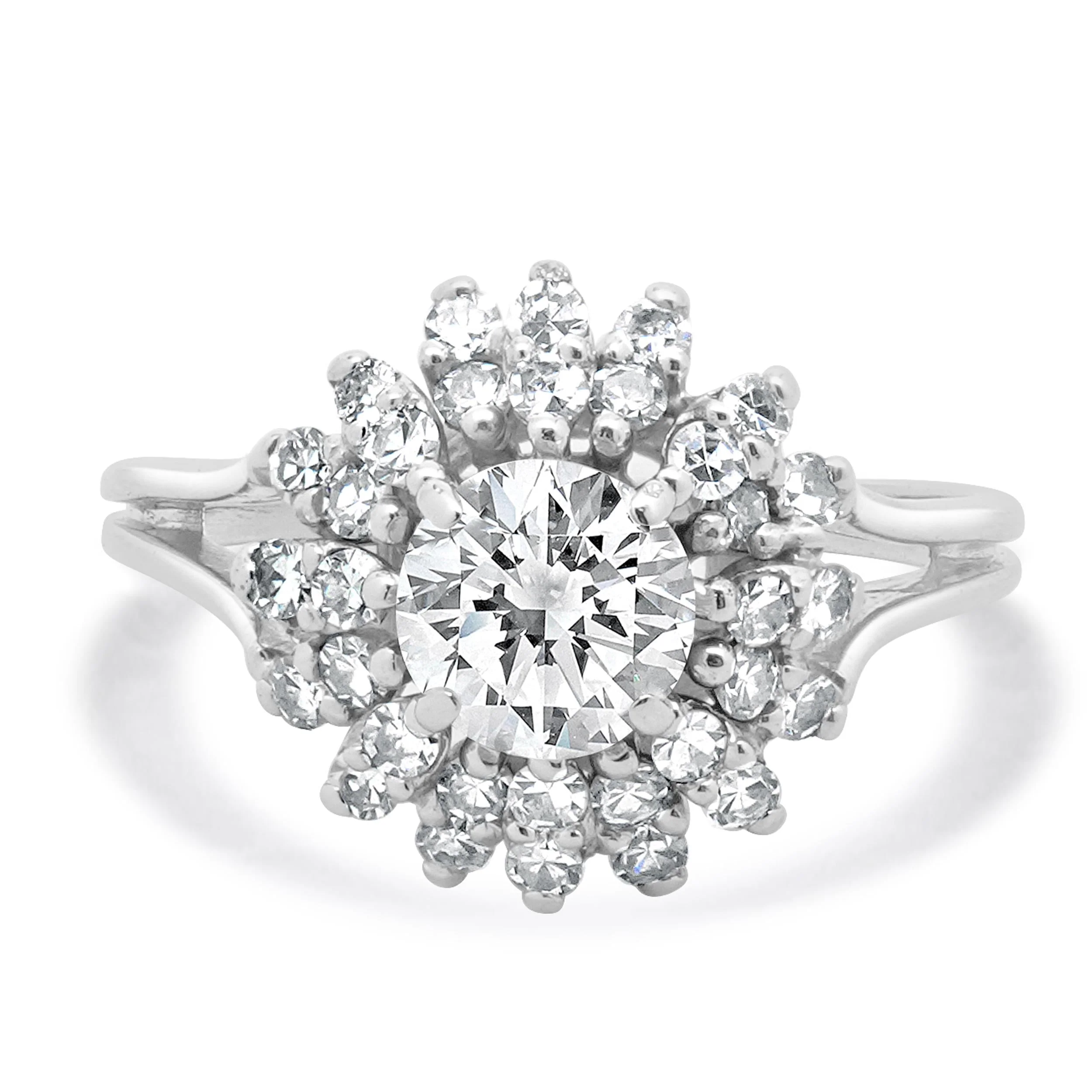 14 Karat White Gold Diamond Flower Ring