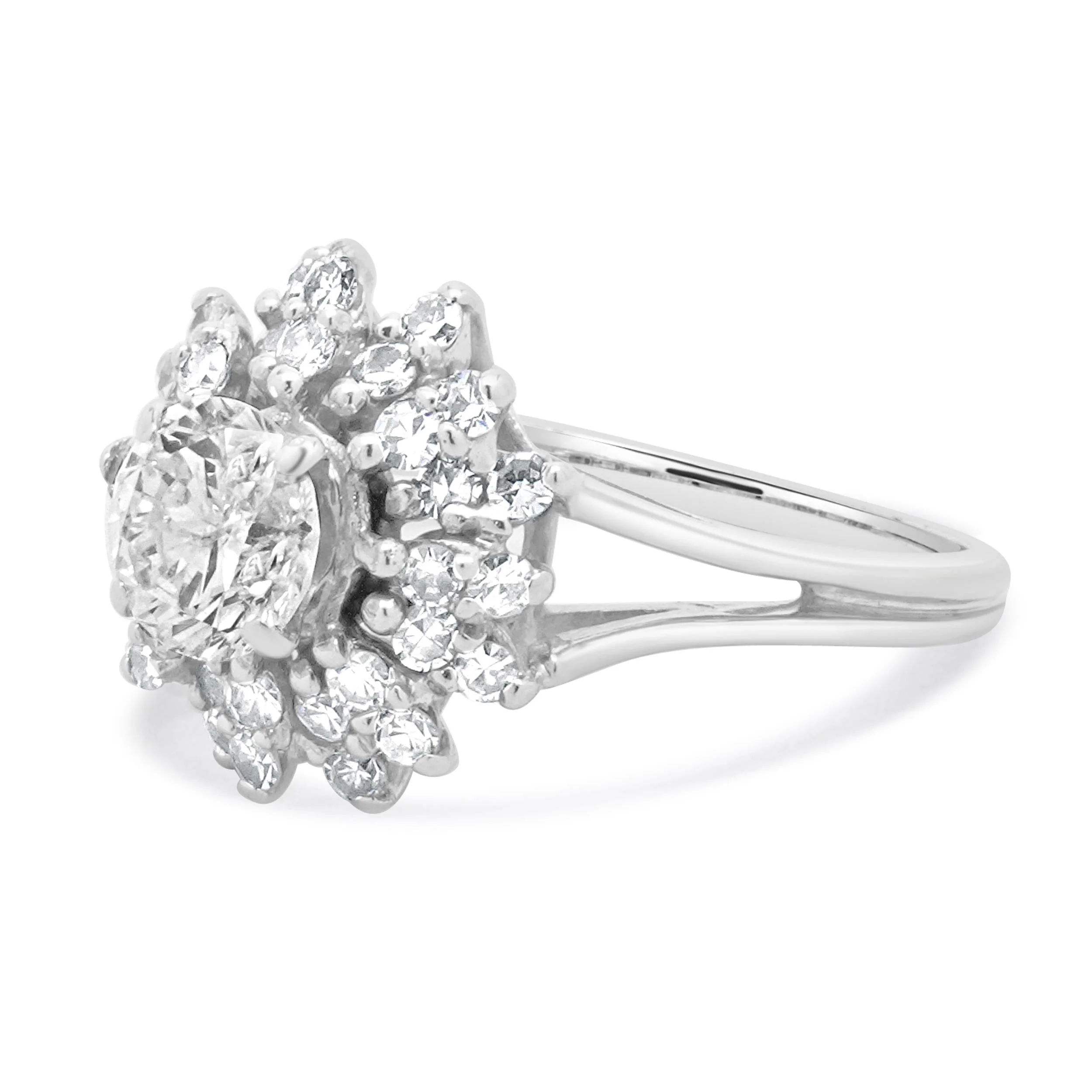 14 Karat White Gold Diamond Flower Ring - Image 2