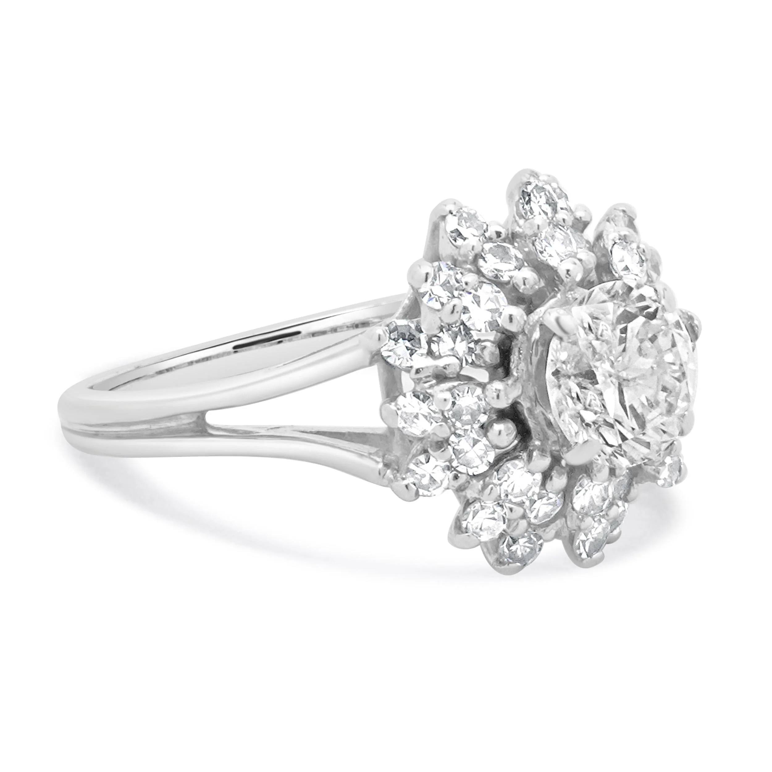 14 Karat White Gold Diamond Flower Ring - Image 3