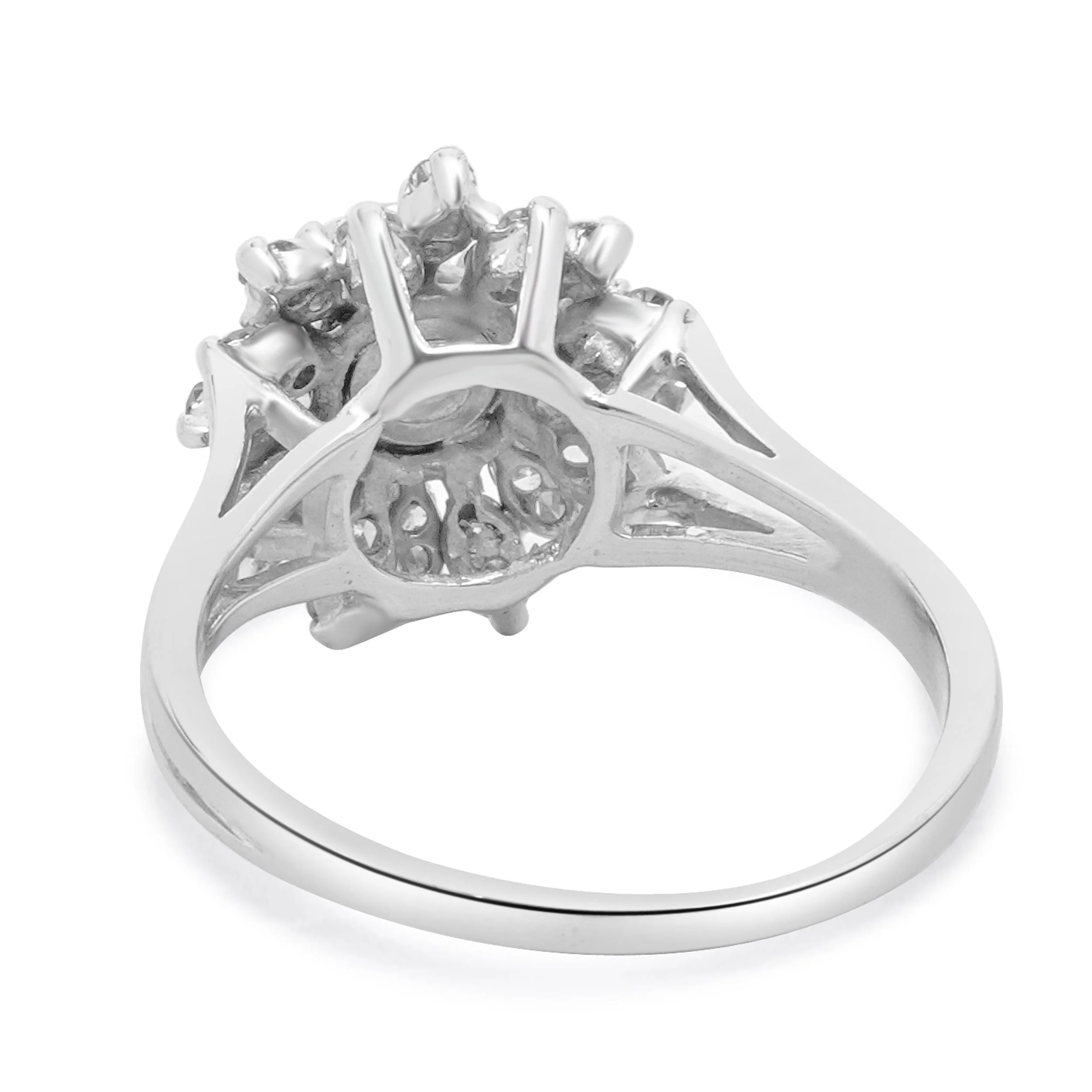 14 Karat White Gold Diamond Flower Ring - Image 4
