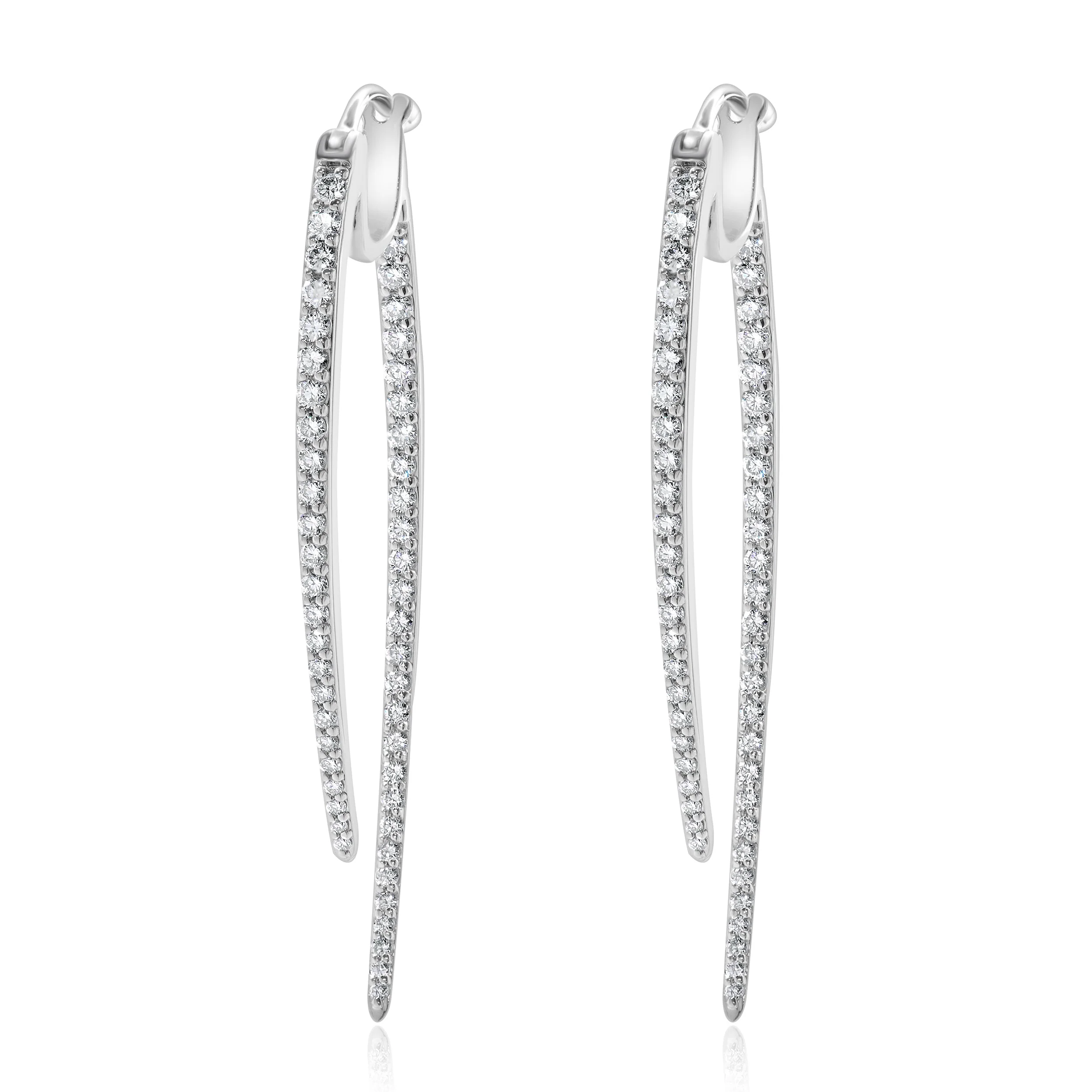 14 Karat White Gold Diamond Front and Back Spear Drop Earrings - Image 2