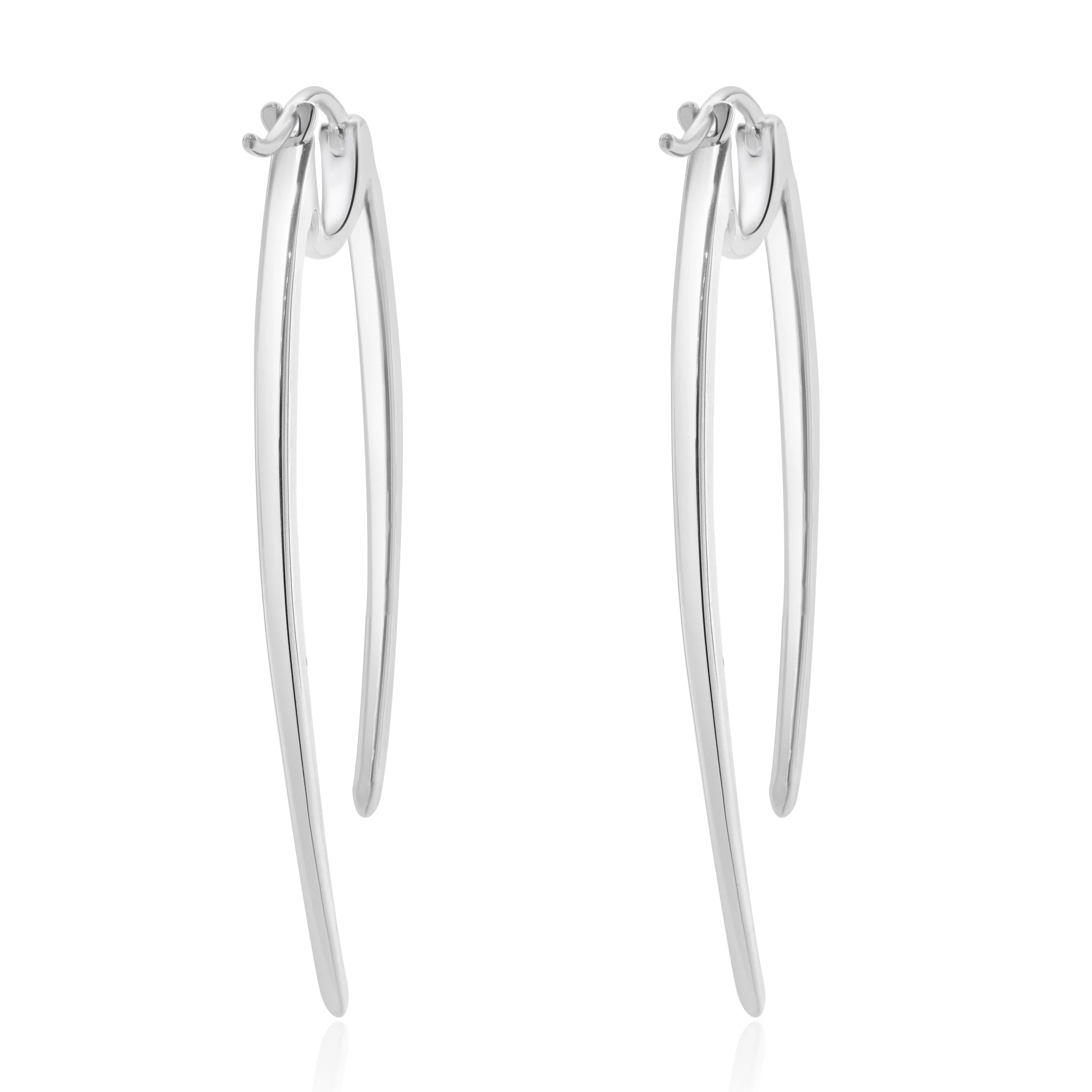 14 Karat White Gold Diamond Front and Back Spear Drop Earrings - Image 3