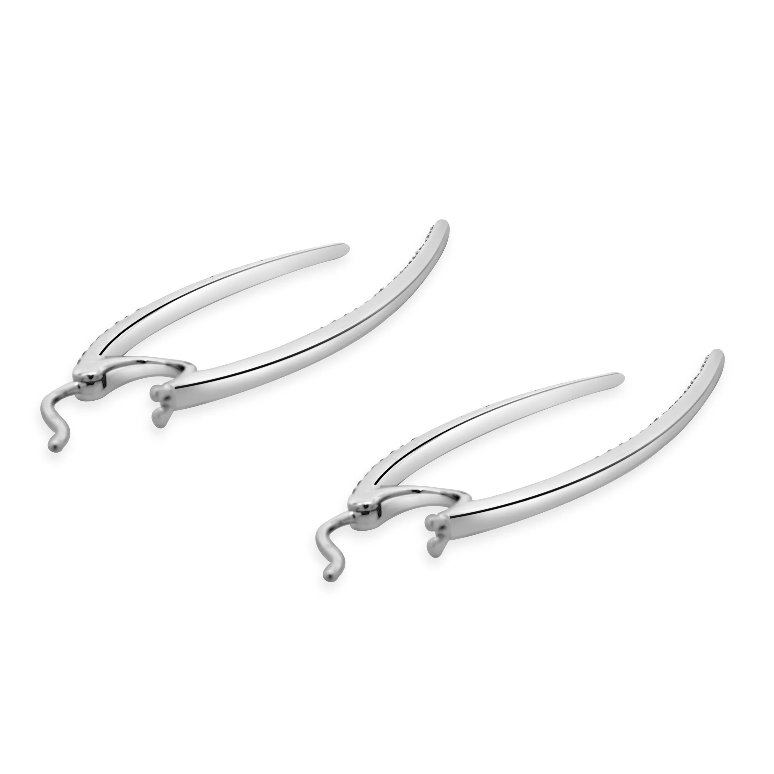 14 Karat White Gold Diamond Front and Back Spear Drop Earrings - Image 4