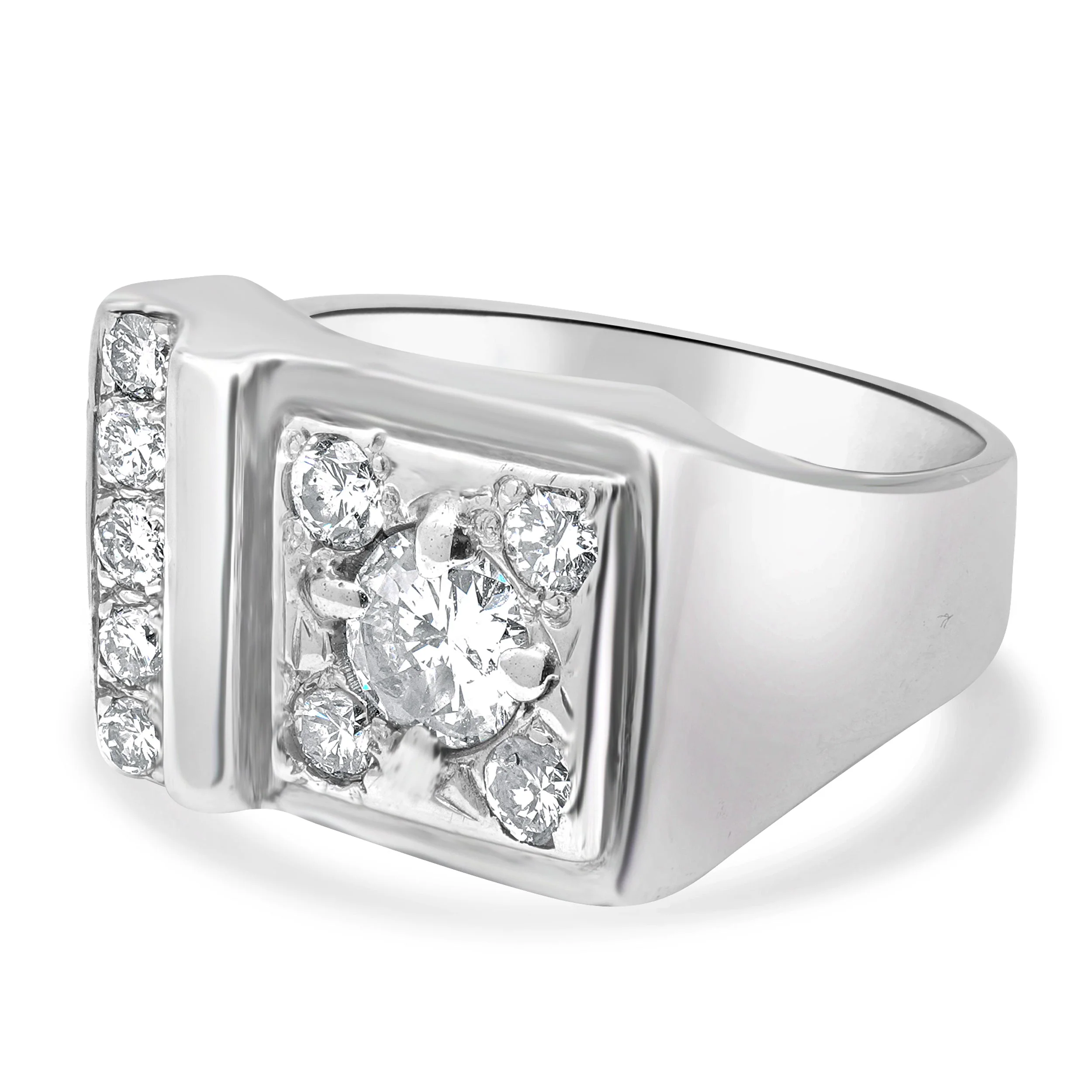 14 Karat White Gold Diamond Gents Fashion Ring - Image 2