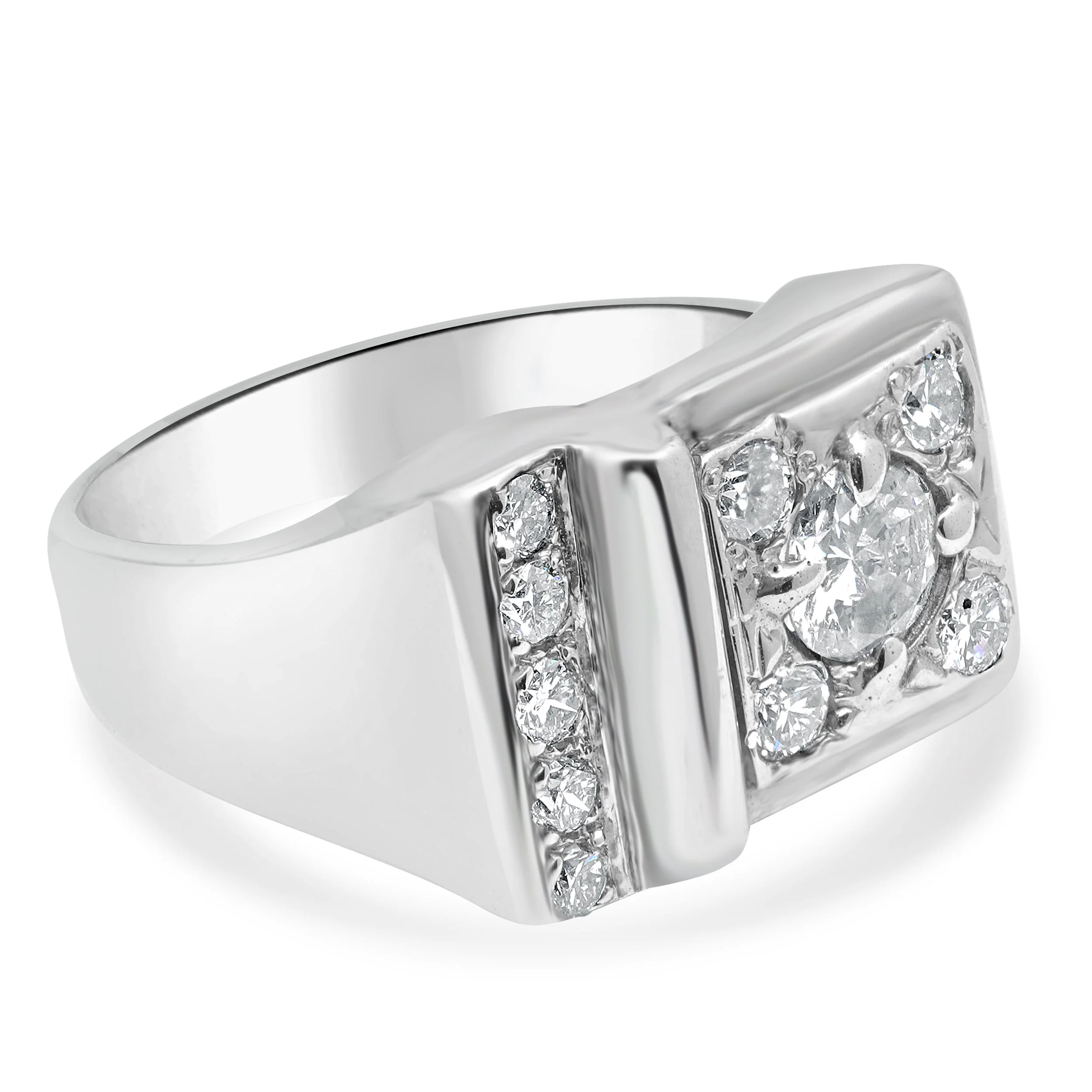 14 Karat White Gold Diamond Gents Fashion Ring - Image 3