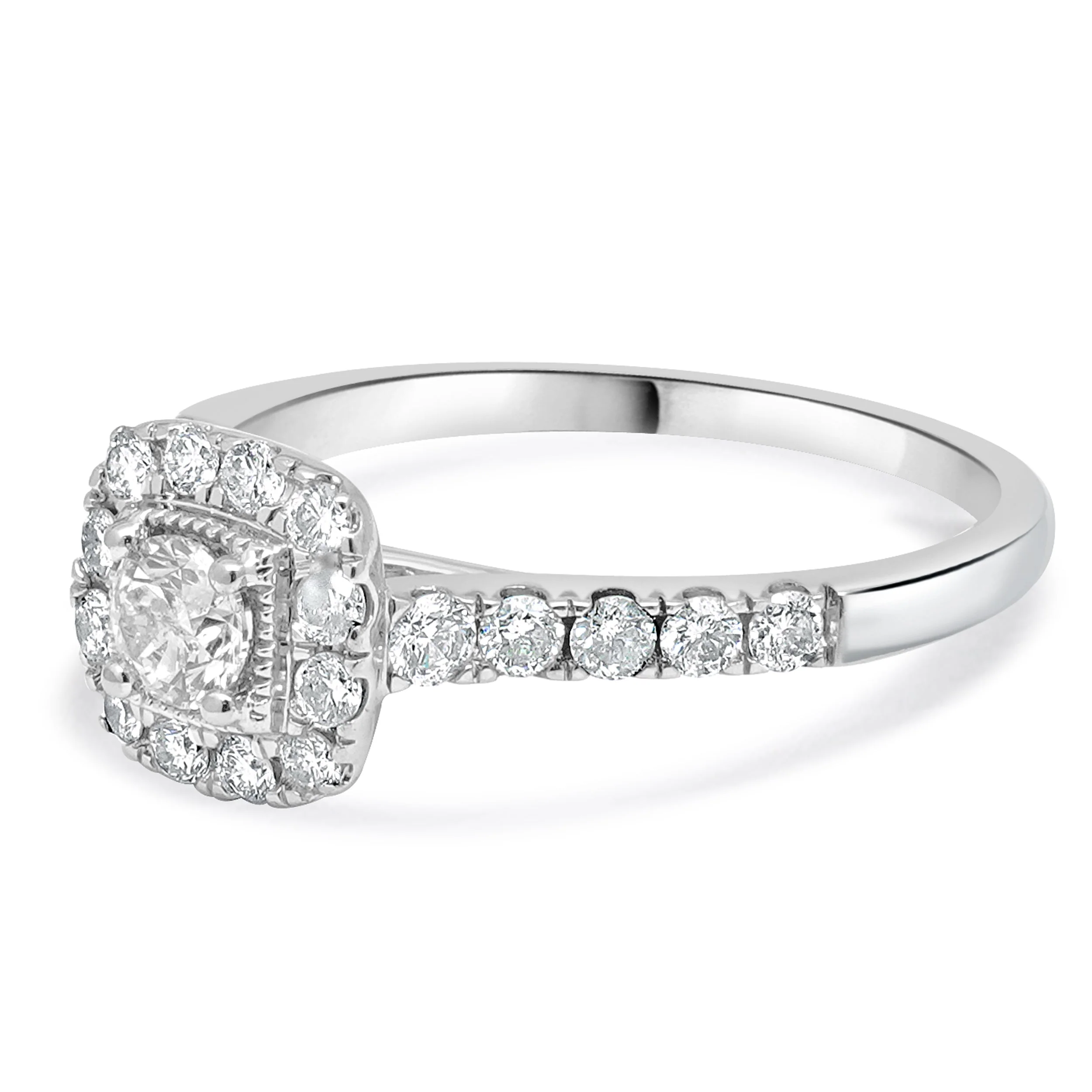 14 Karat White Gold Diamond Halo Engagement Ring - Image 2