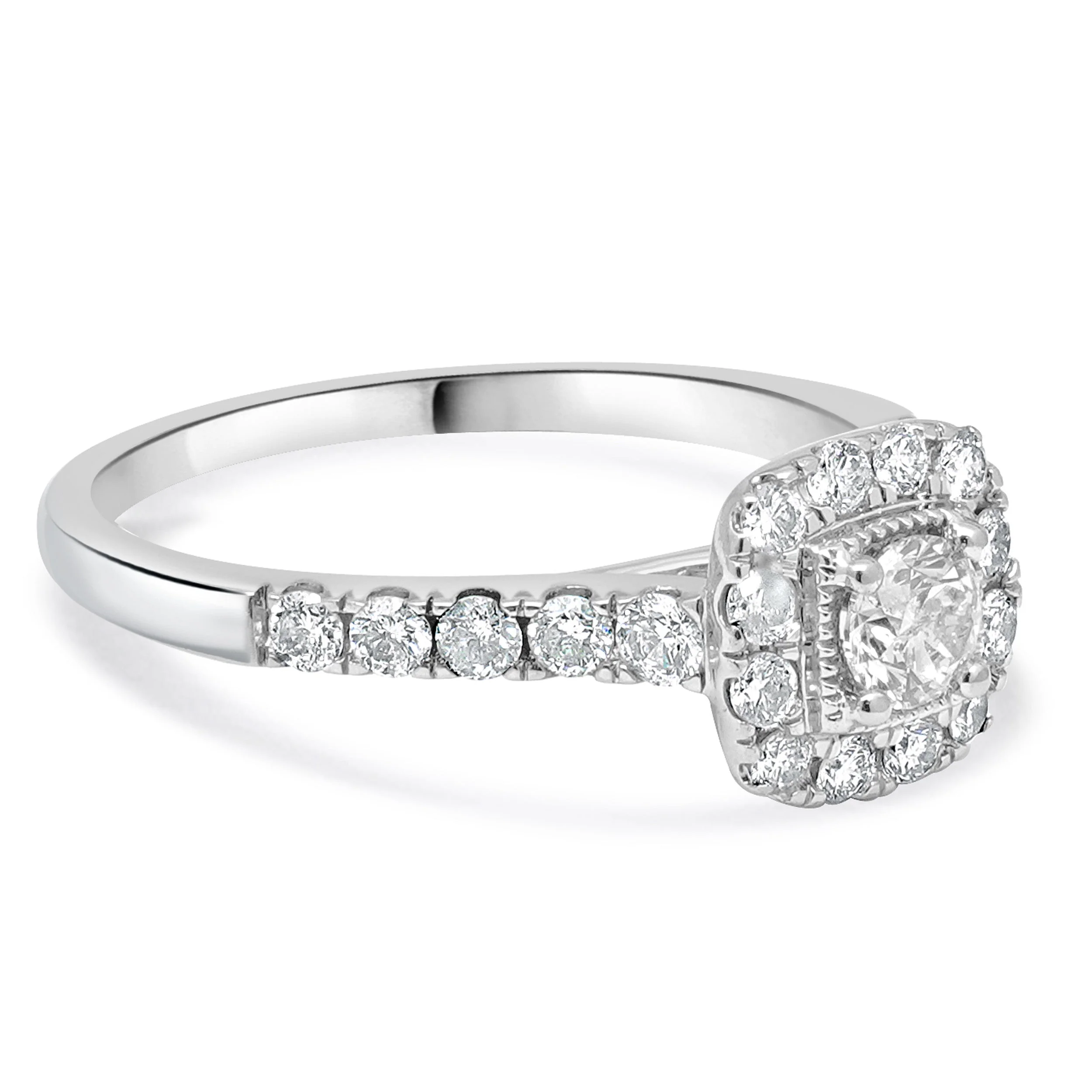 14 Karat White Gold Diamond Halo Engagement Ring - Image 3