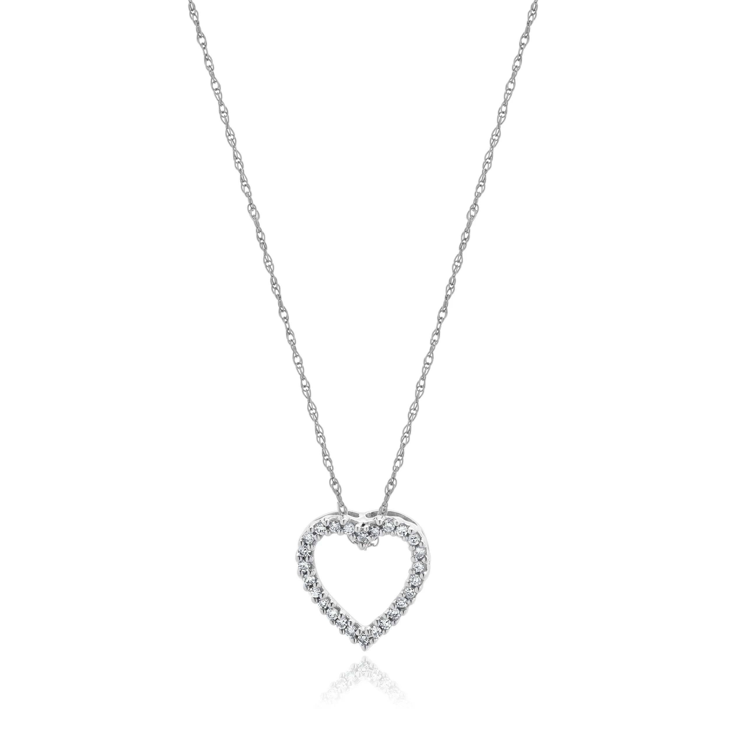 14 Karat White Gold Diamond Heart Necklace - Image 2