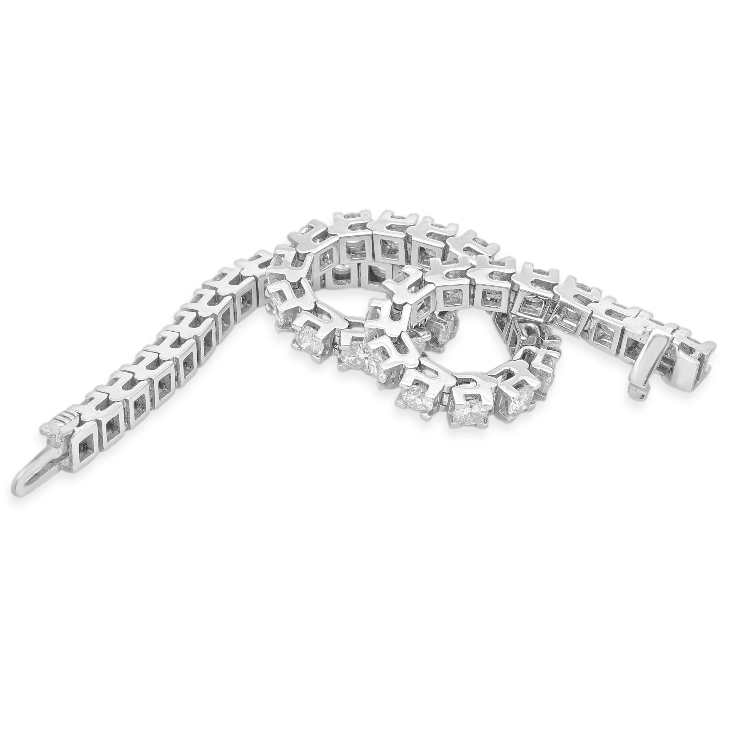 14 Karat White Gold Diamond Inline Tennis Bracelet - Image 3