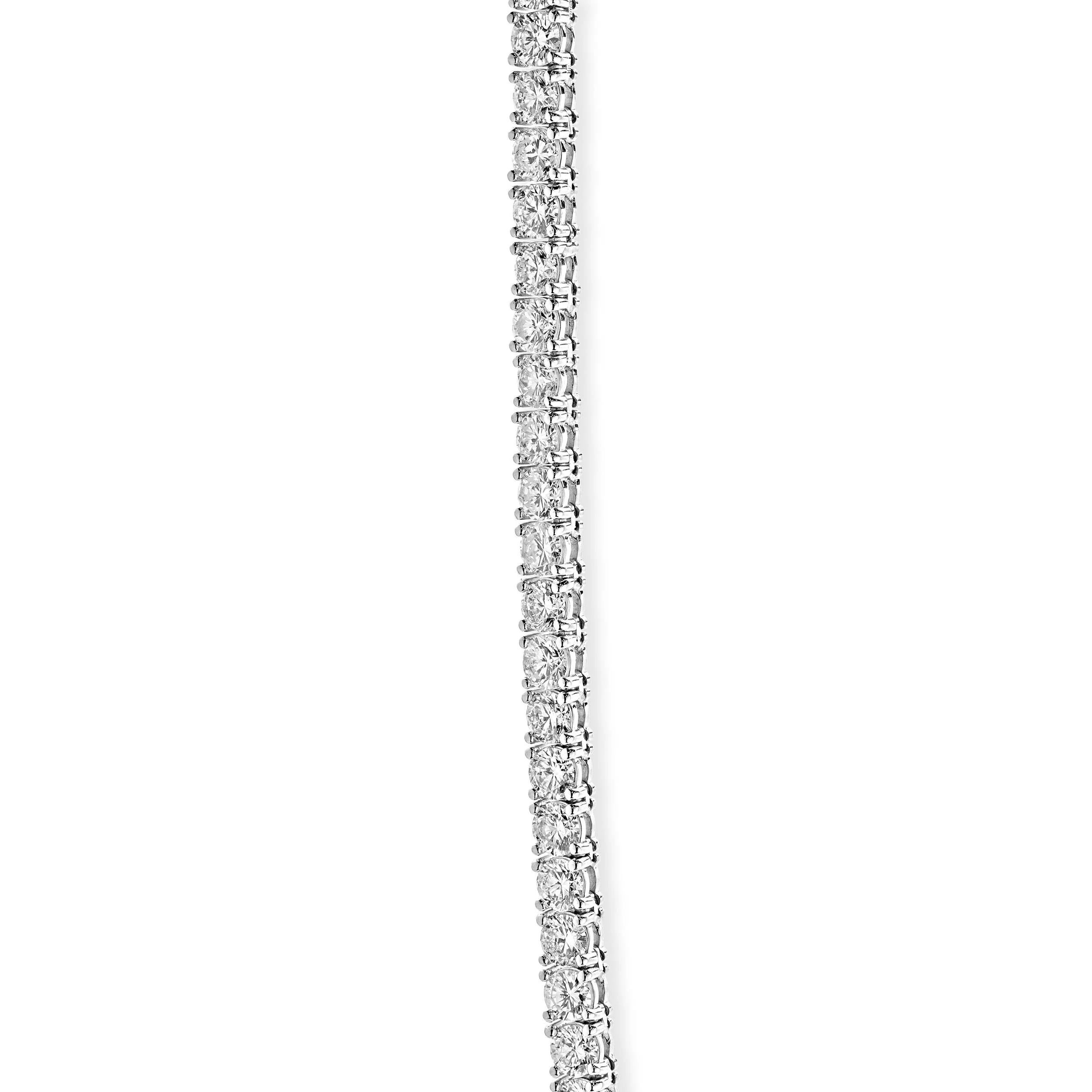 14 Karat White Gold Diamond Inline Tennis Necklace - Image 4