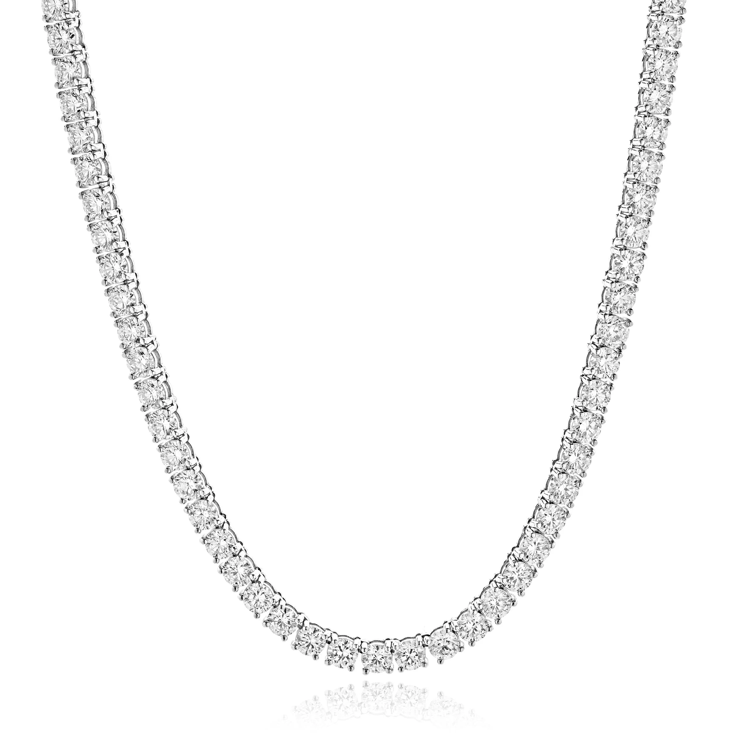 14 Karat White Gold Diamond Inline Tennis Necklace