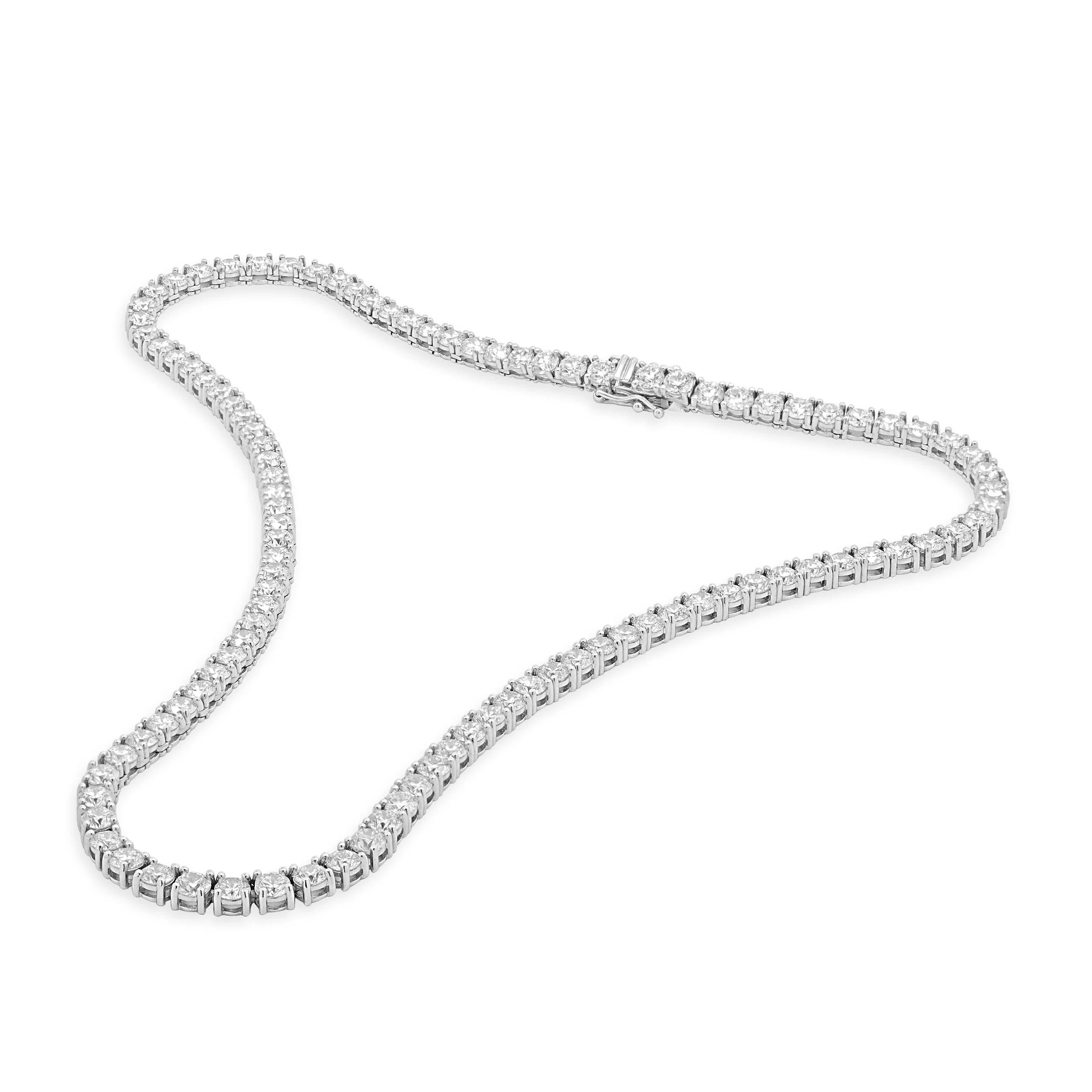 14 Karat White Gold Diamond Inline Tennis Necklace - Image 3