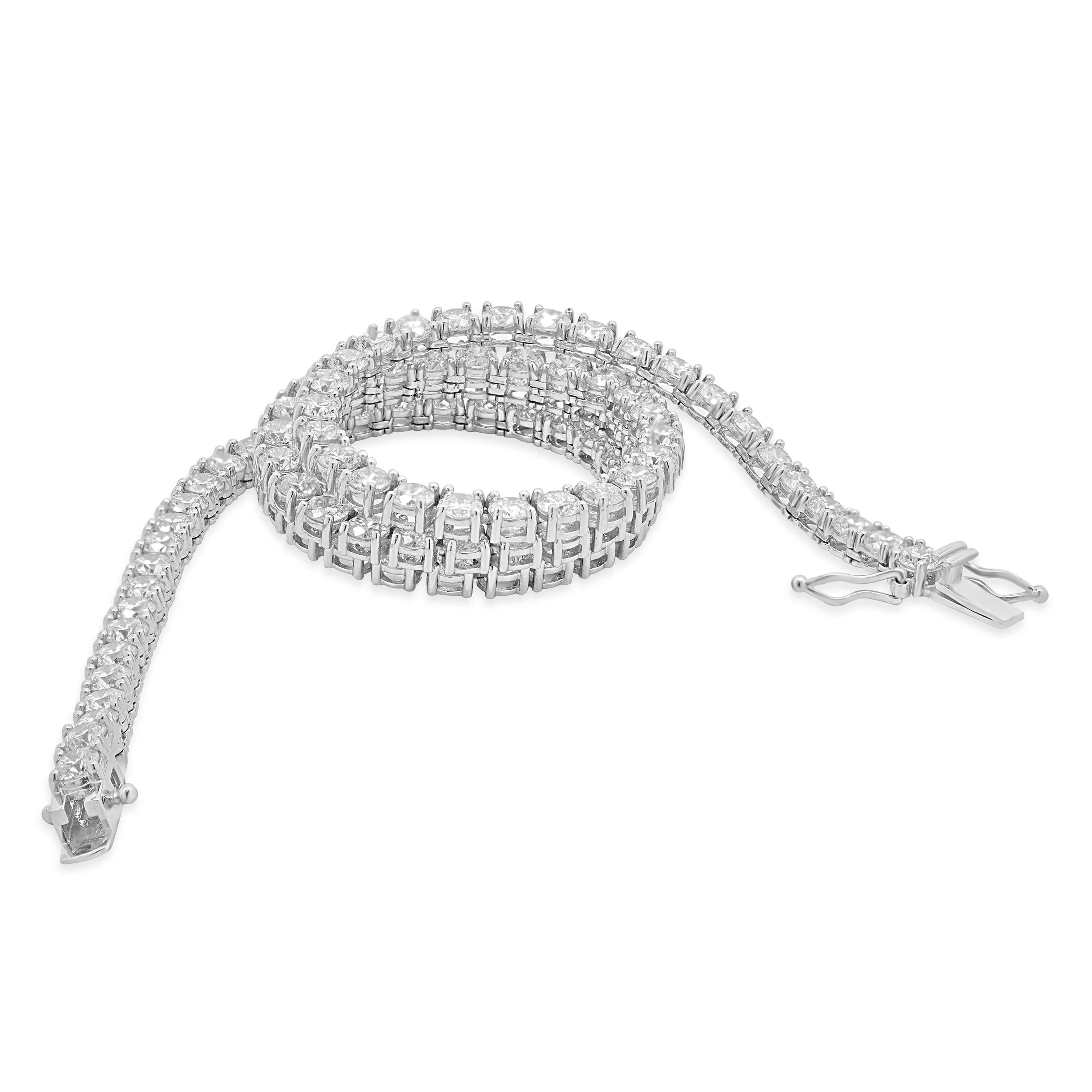 14 Karat White Gold Diamond Inline Tennis Necklace - Image 4