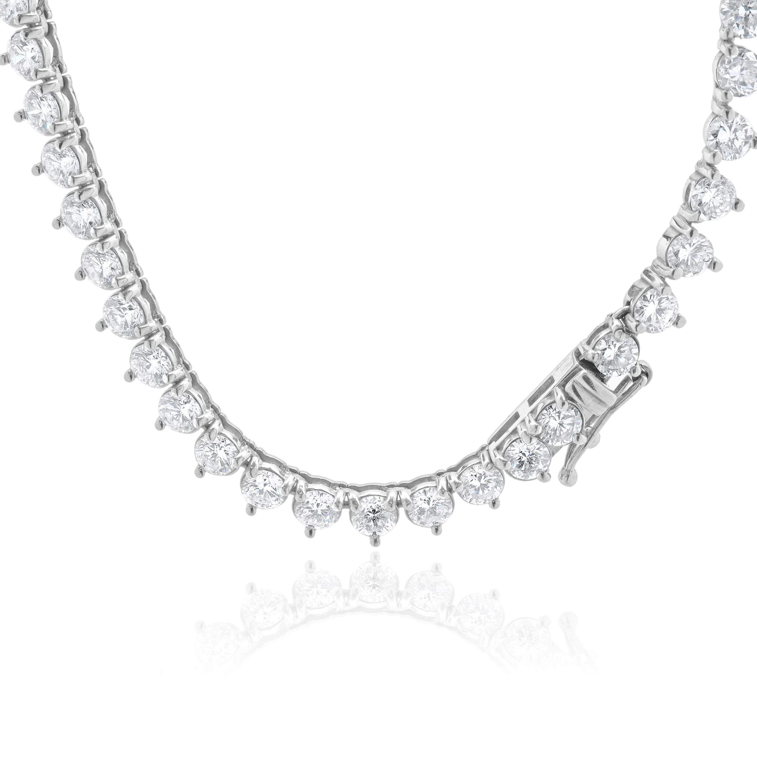 14 Karat White Gold Diamond Inline Tennis Necklace - Image 4