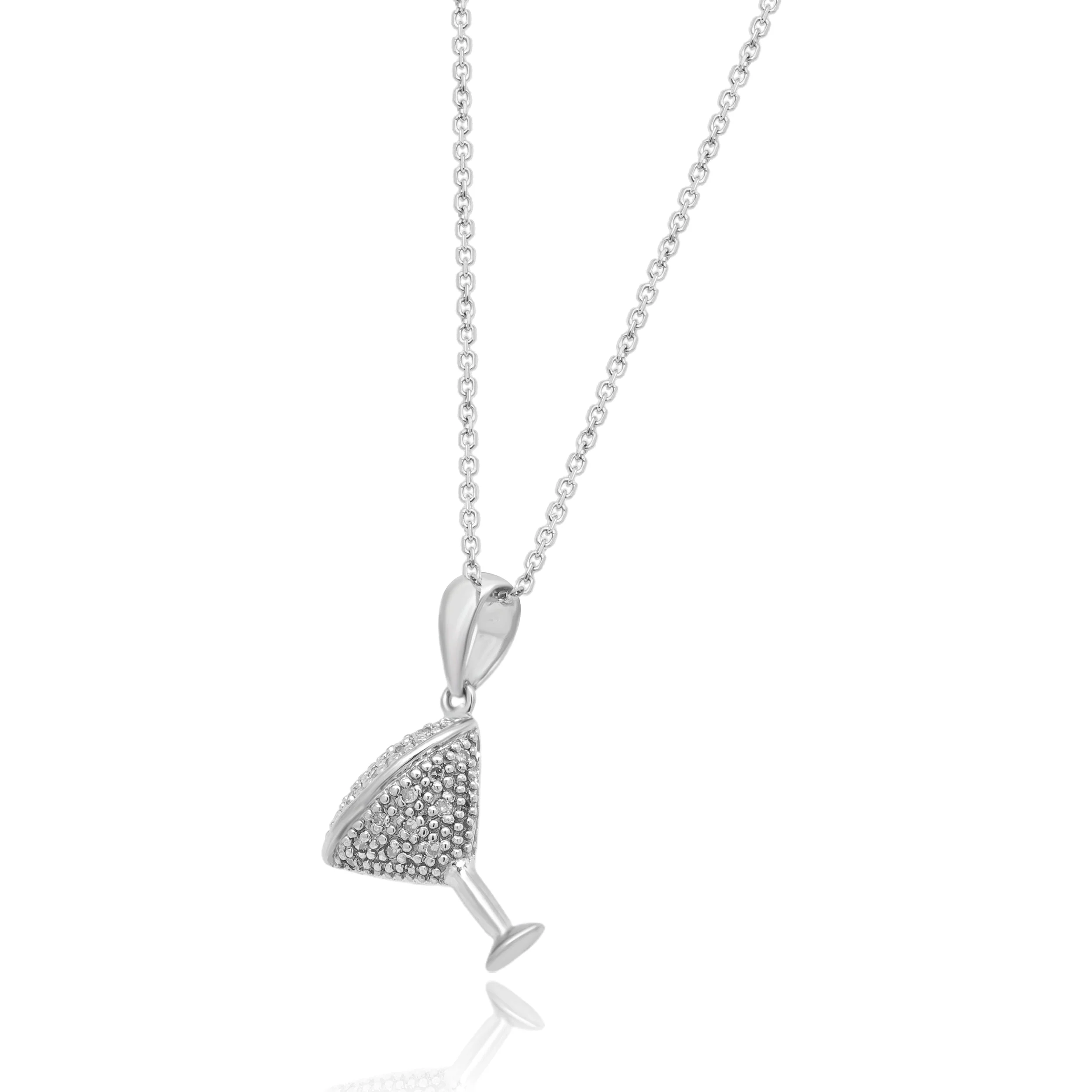 14 Karat White Gold Diamond Martini Glass Necklace - Image 2