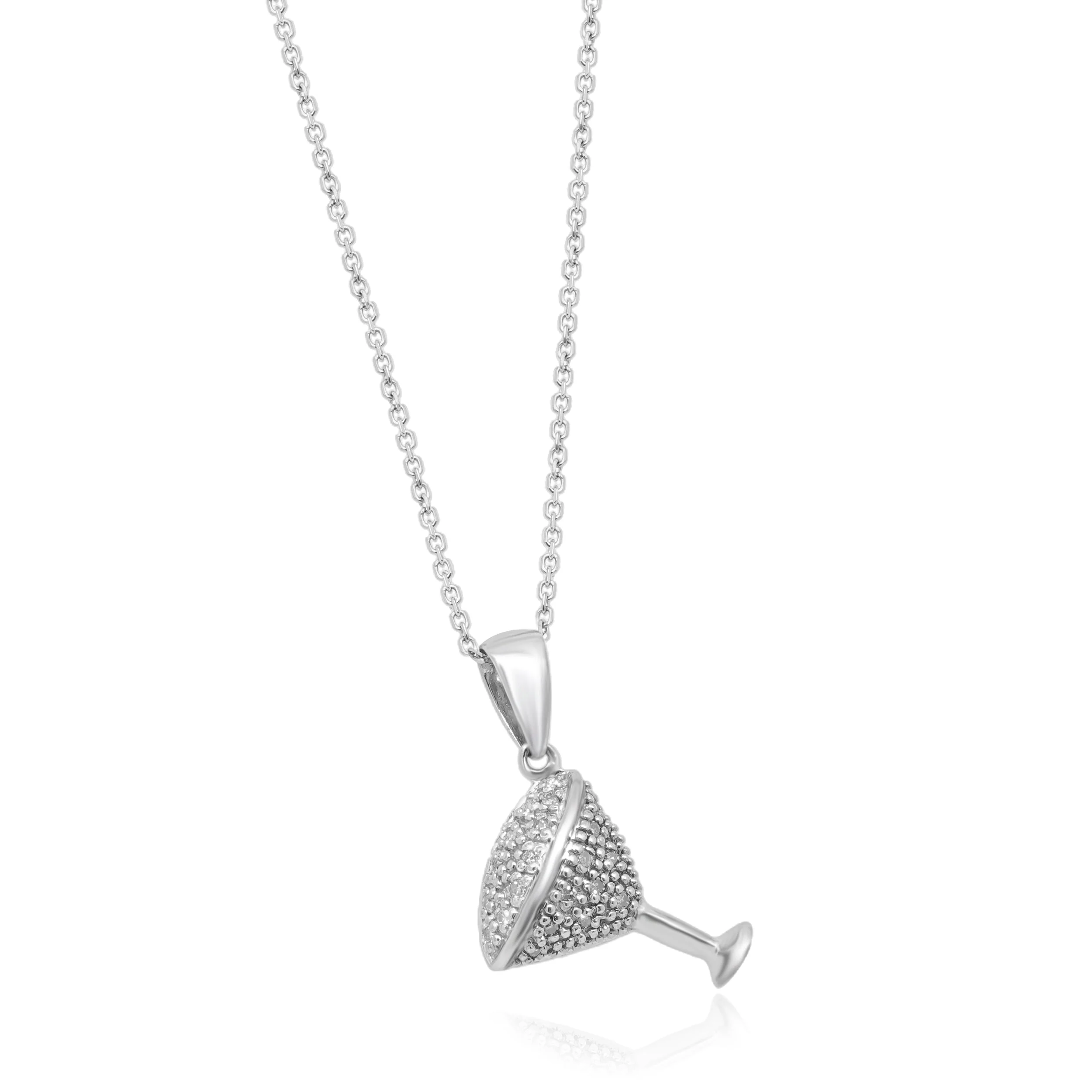 14 Karat White Gold Diamond Martini Glass Necklace - Image 3