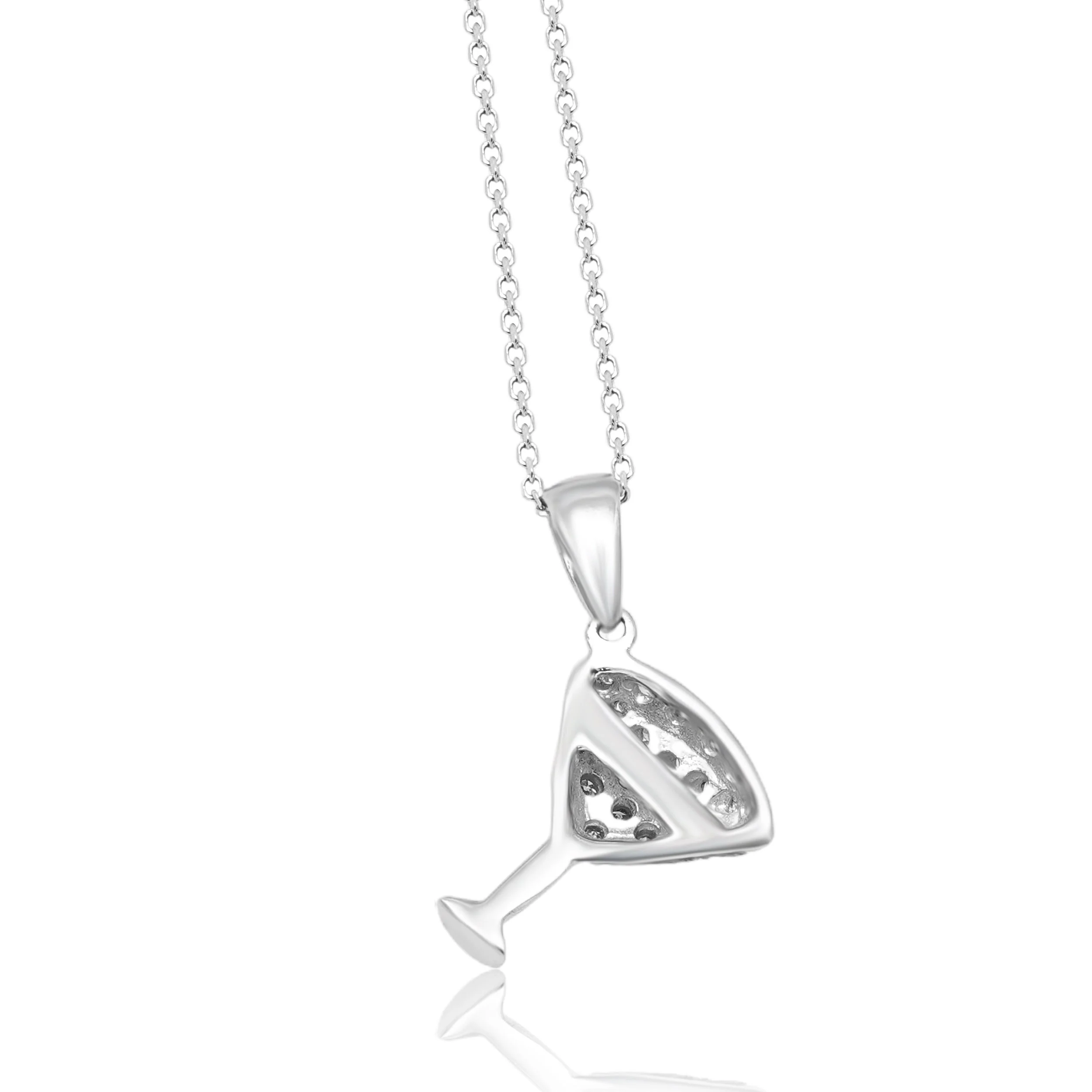 14 Karat White Gold Diamond Martini Glass Necklace - Image 4