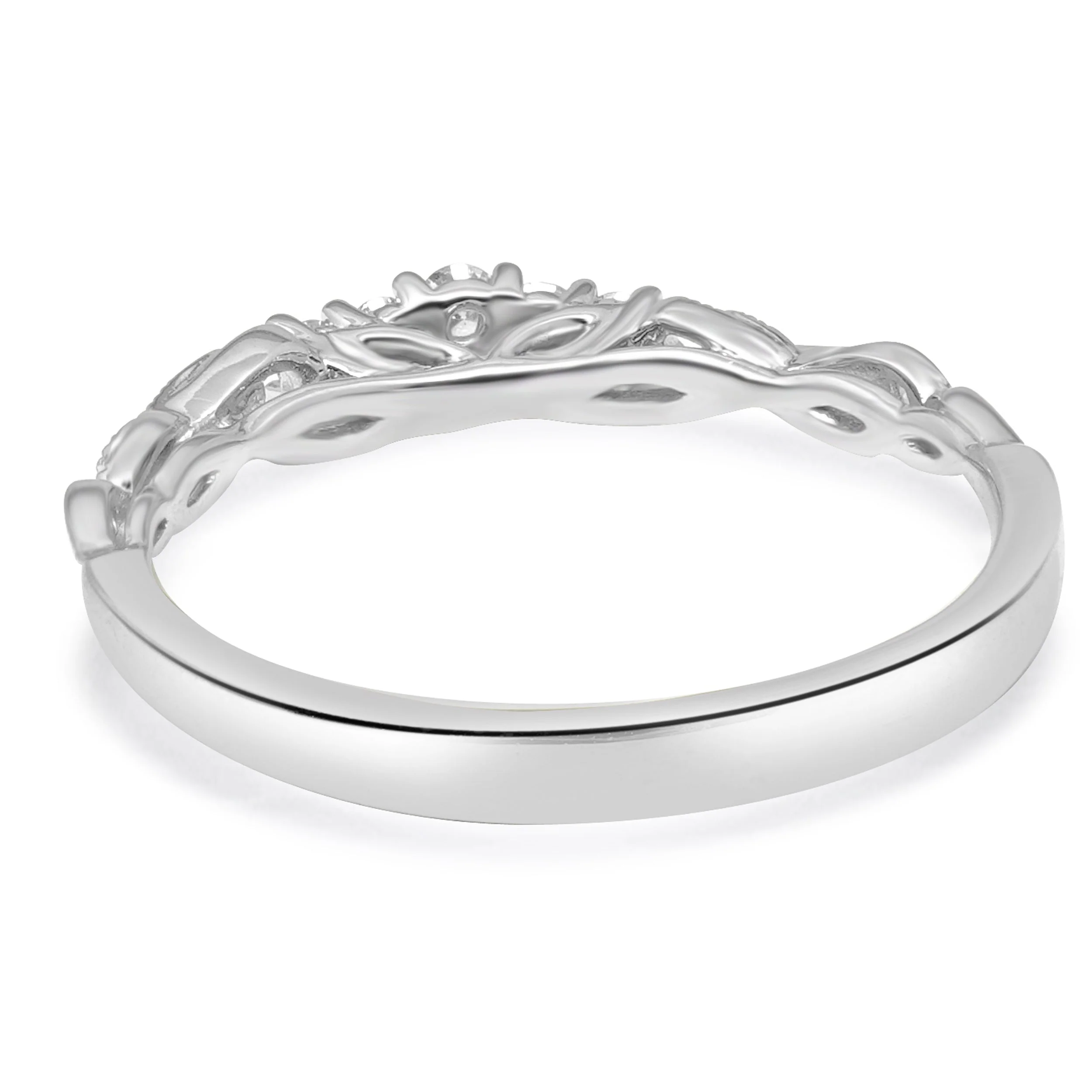 14 Karat White Gold Diamond Milgrain Band - Image 3