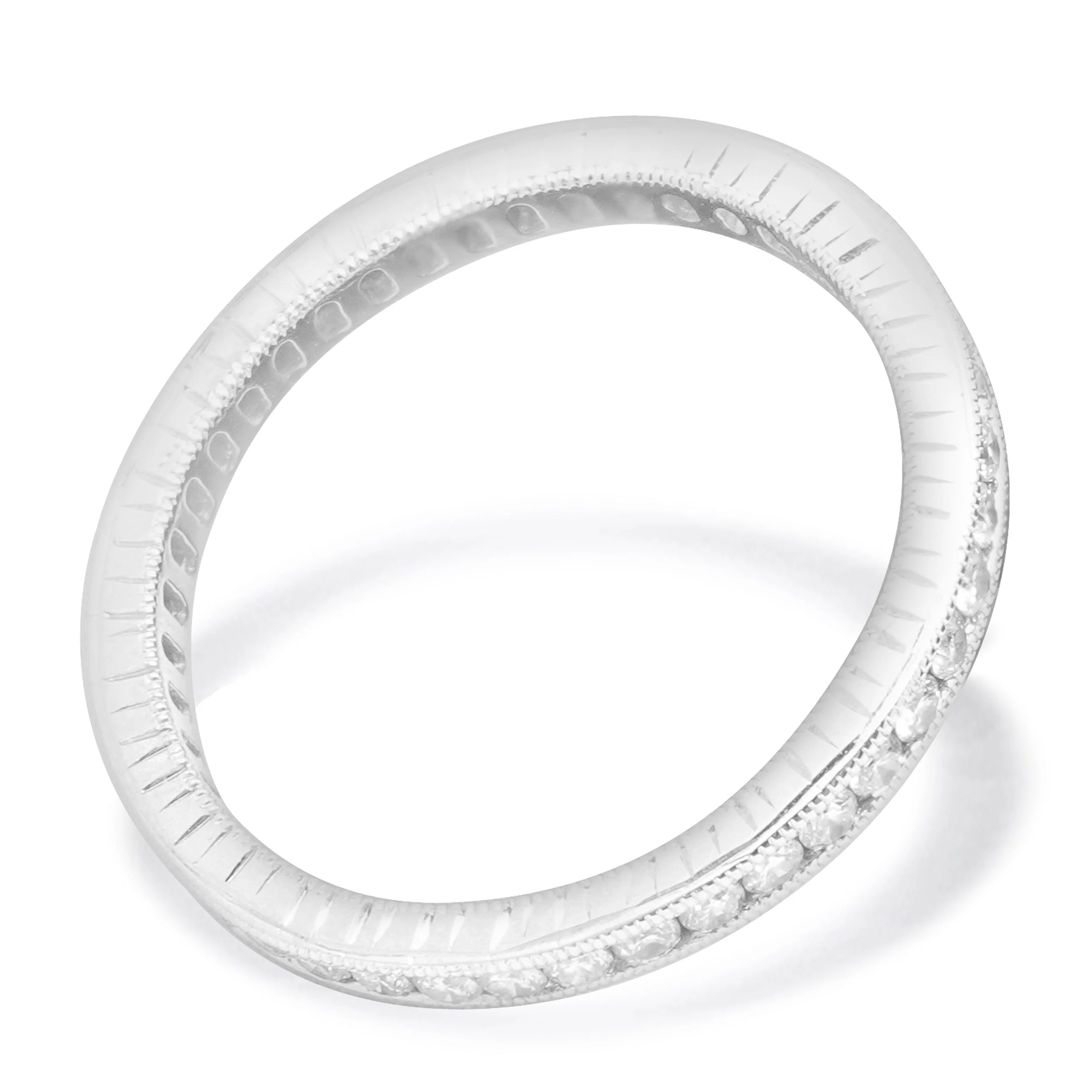 14 Karat White Gold Diamond Milgrain Eternity Band - Image 3