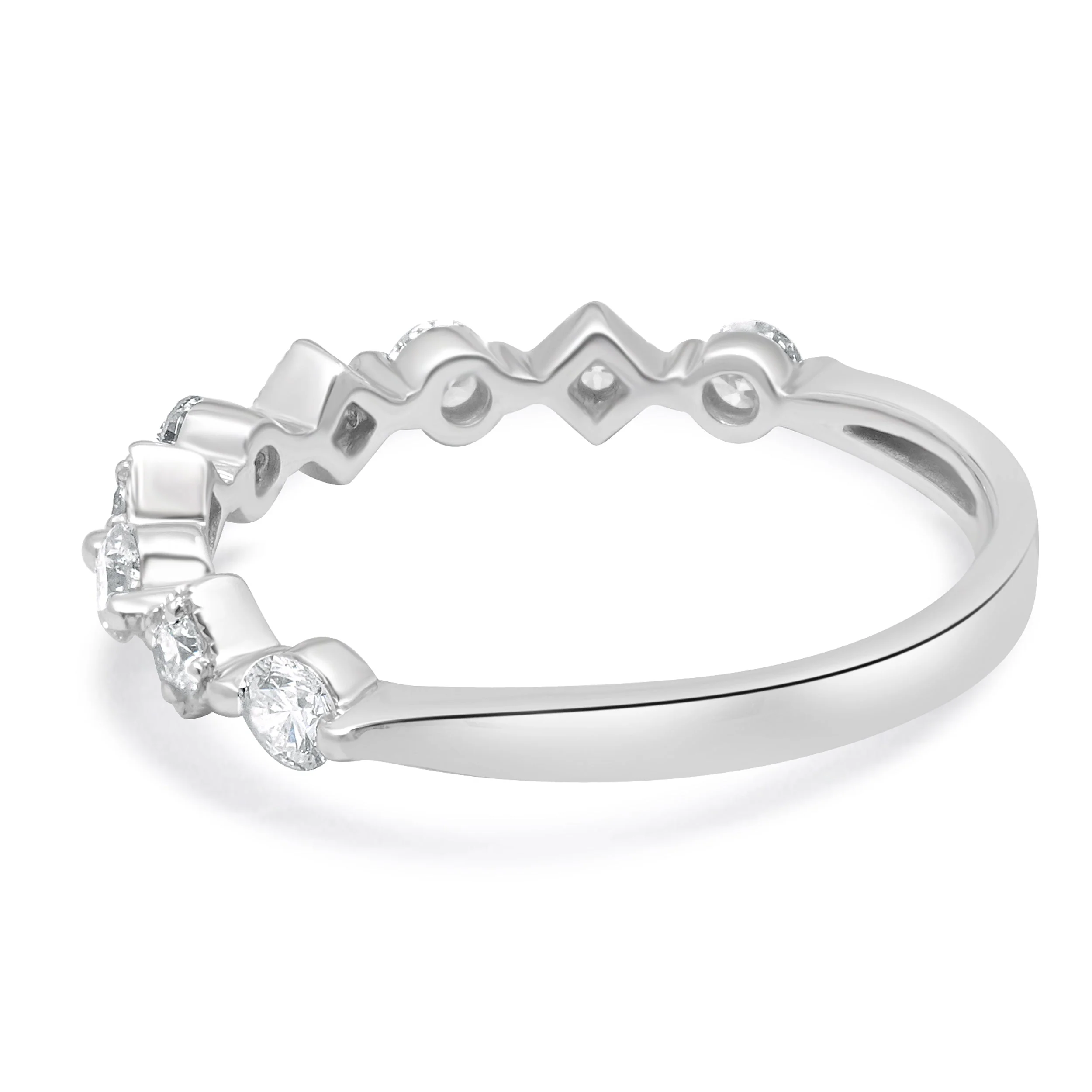 14 Karat White Gold Diamond Milgrain Stack Band Ring - Image 3