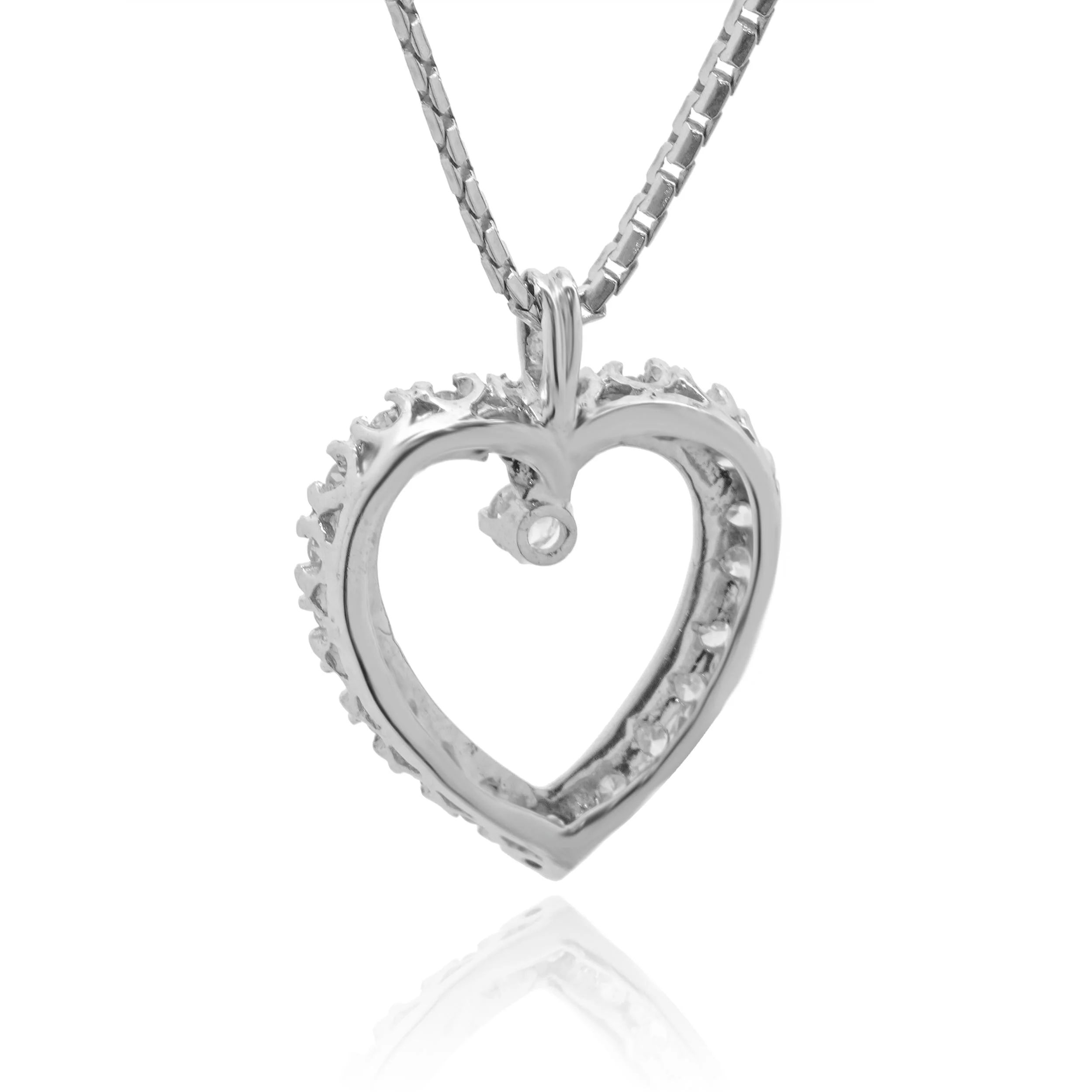 14 Karat White Gold Diamond Open Heart Necklace - Image 4