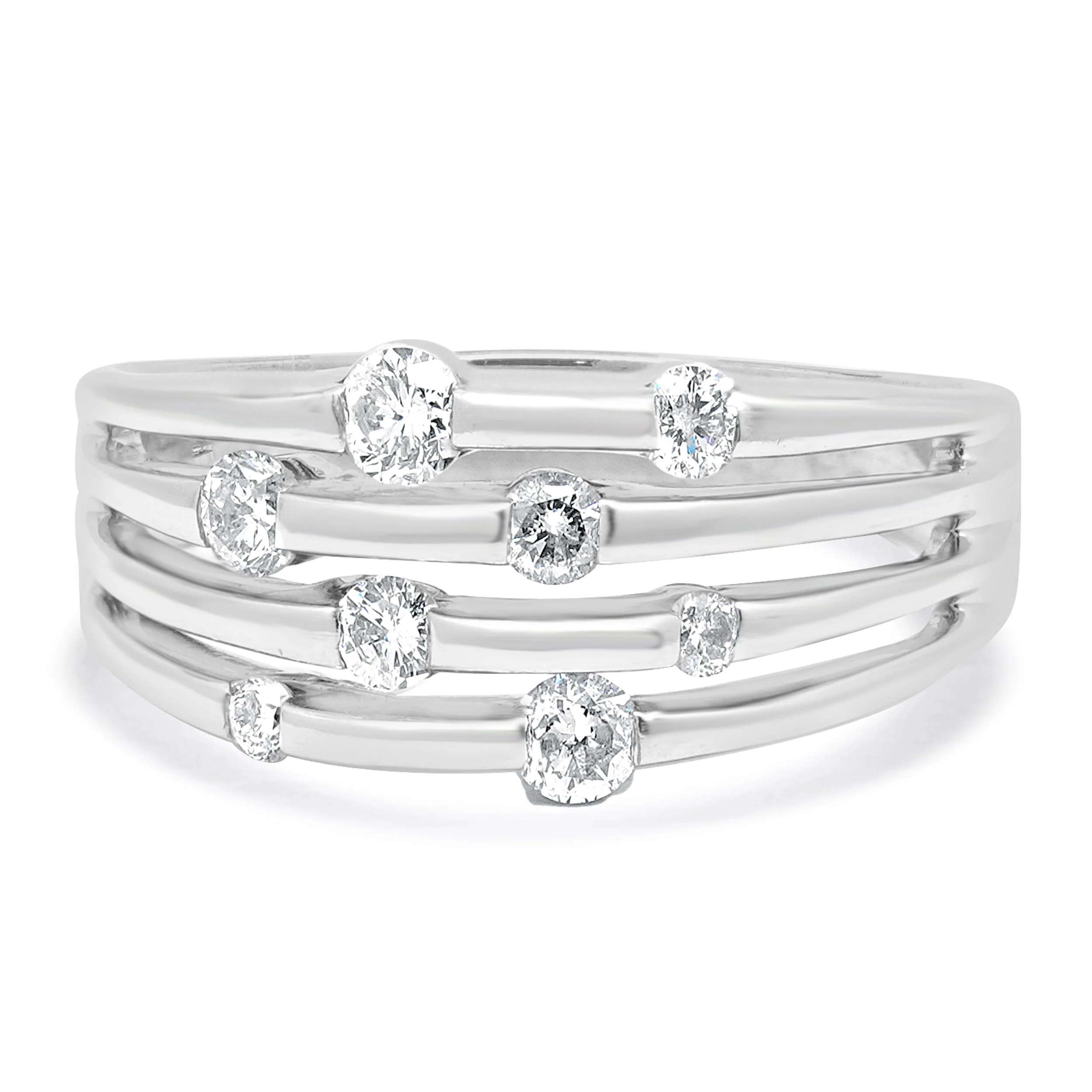 14 Karat White Gold Diamond Orbit Ring