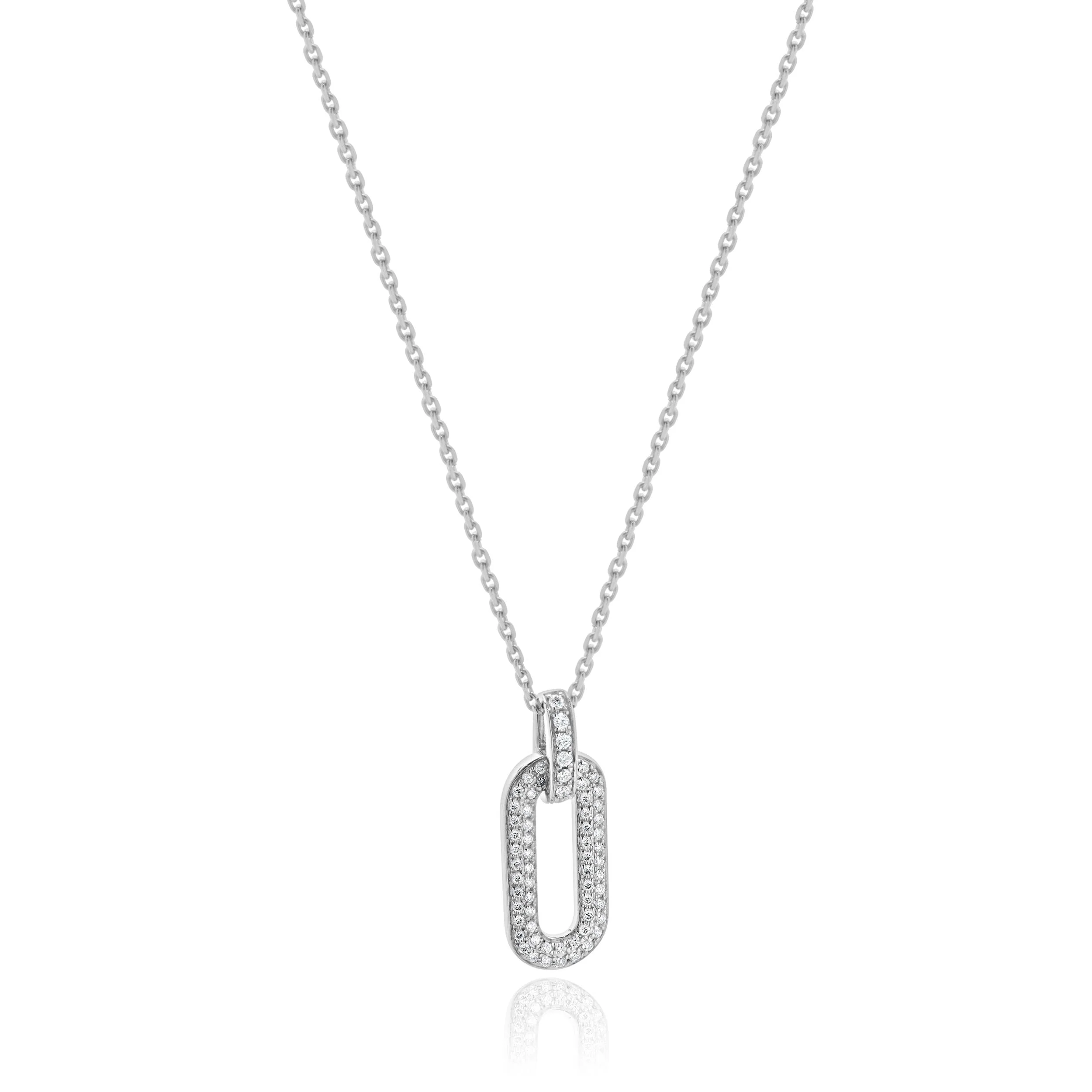 14 Karat White Gold Diamond Oval link Necklace - Image 2