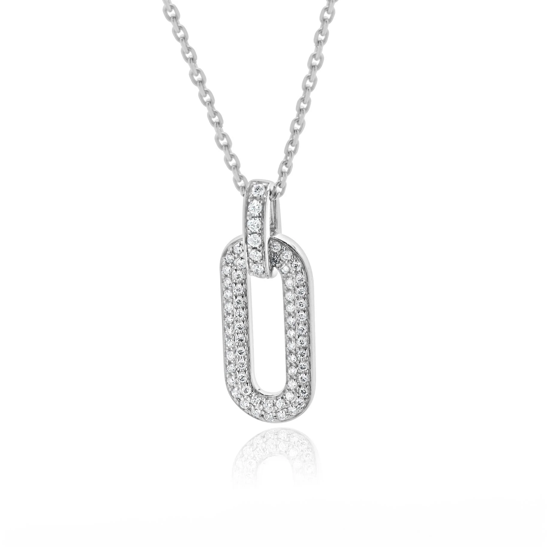 14 Karat White Gold Diamond Oval link Necklace - Image 3