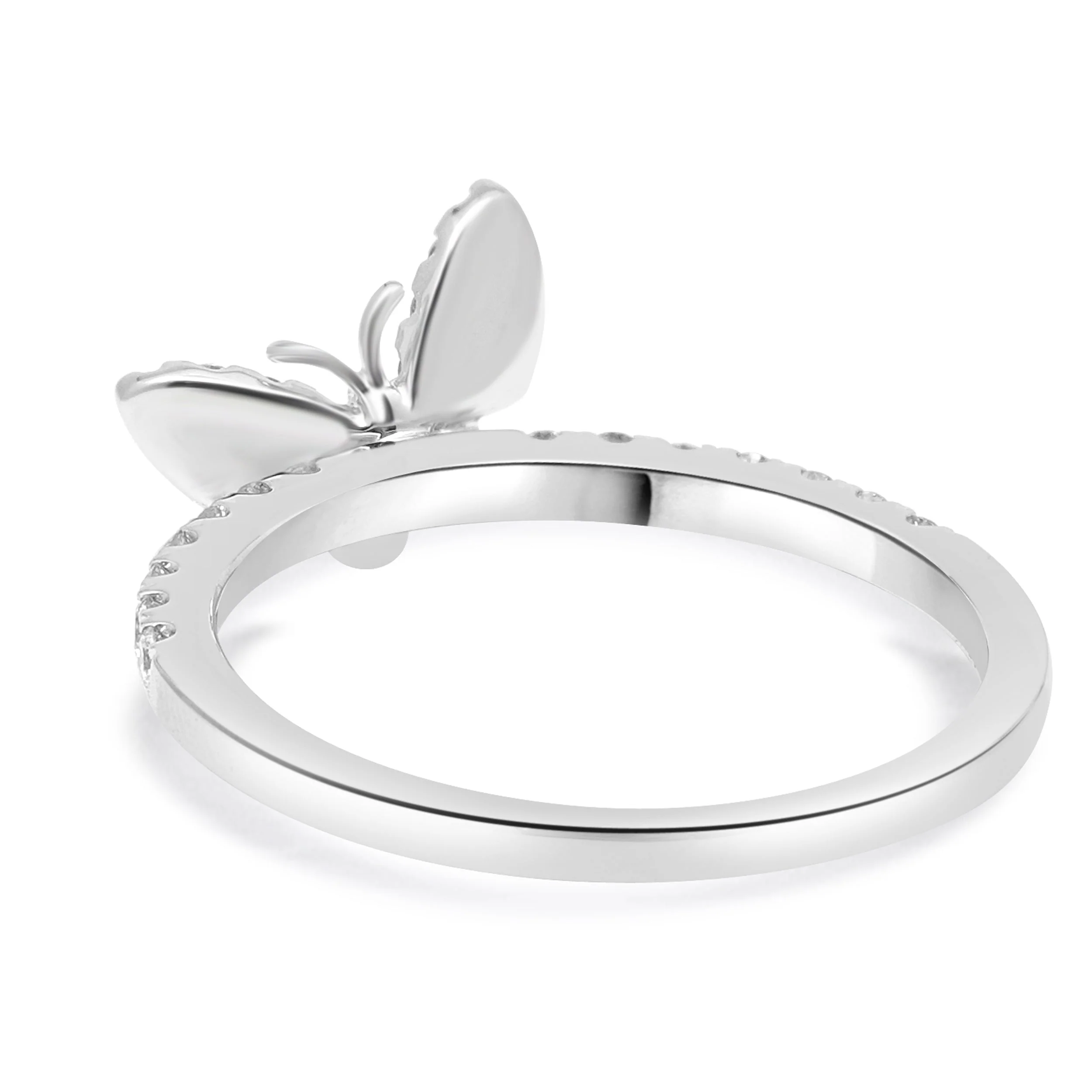 14 Karat White Gold Diamond Pave Butterfly Ring - Image 4