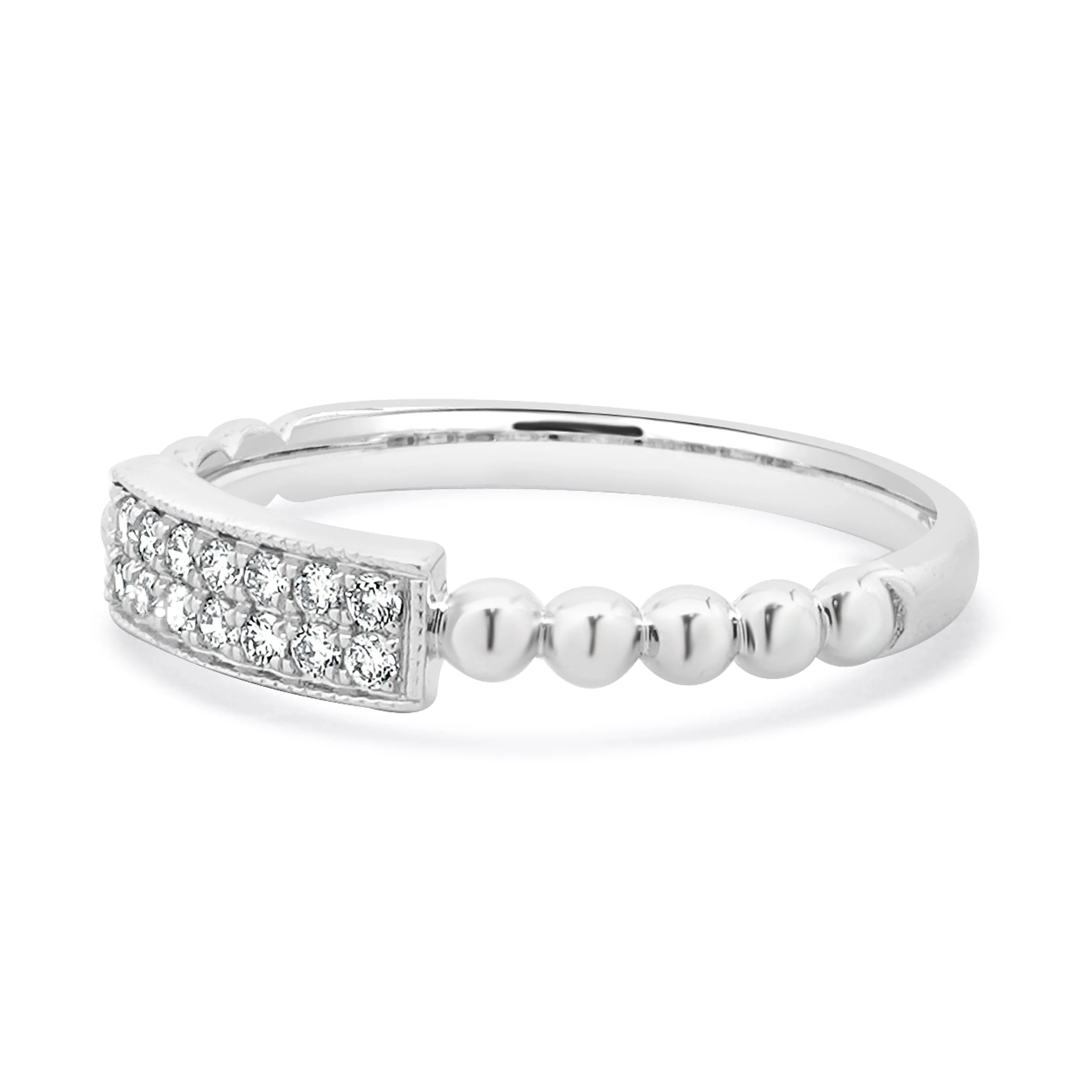 14 Karat White Gold Diamond Rectangular Filigree Band - Image 2