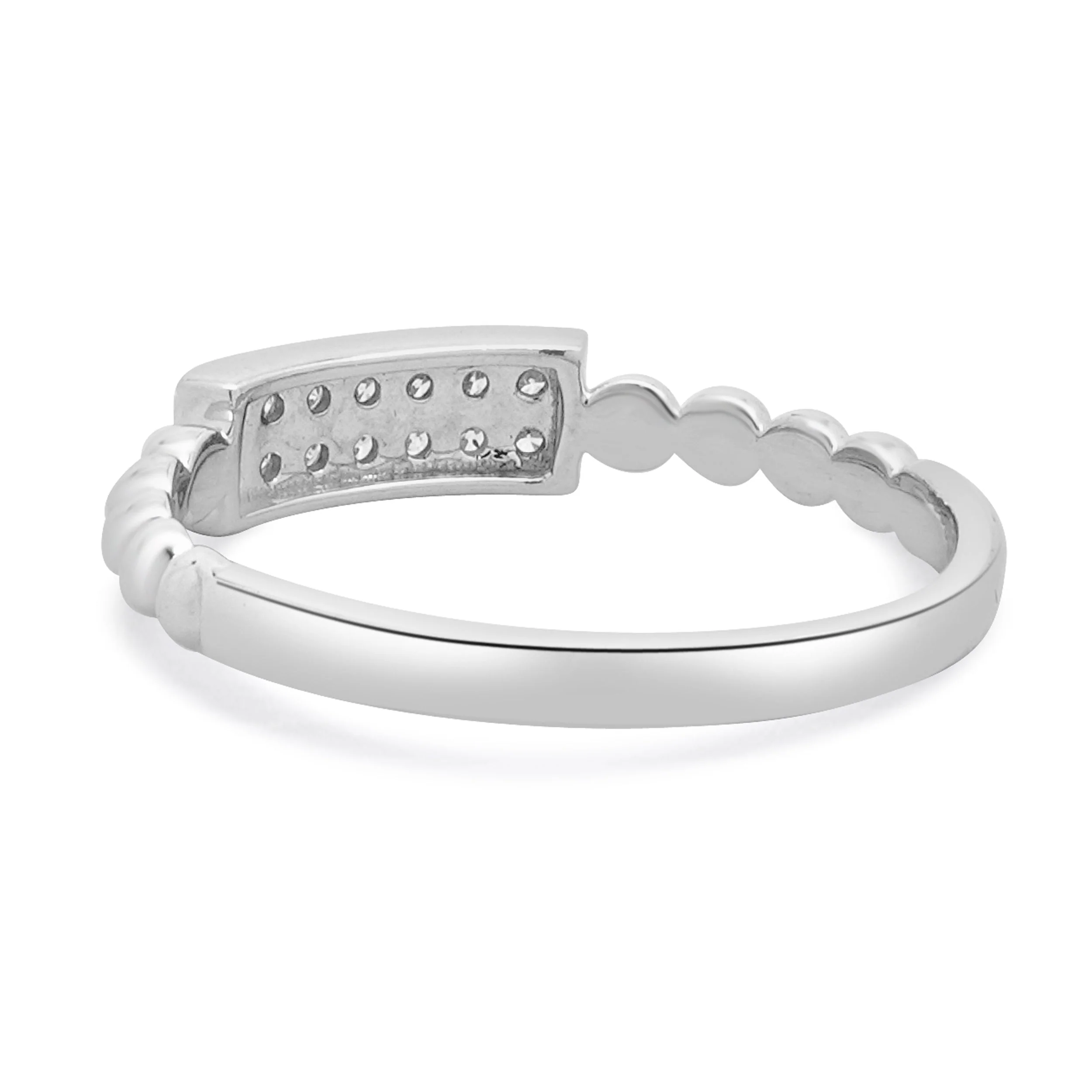 14 Karat White Gold Diamond Rectangular Filigree Band - Image 3