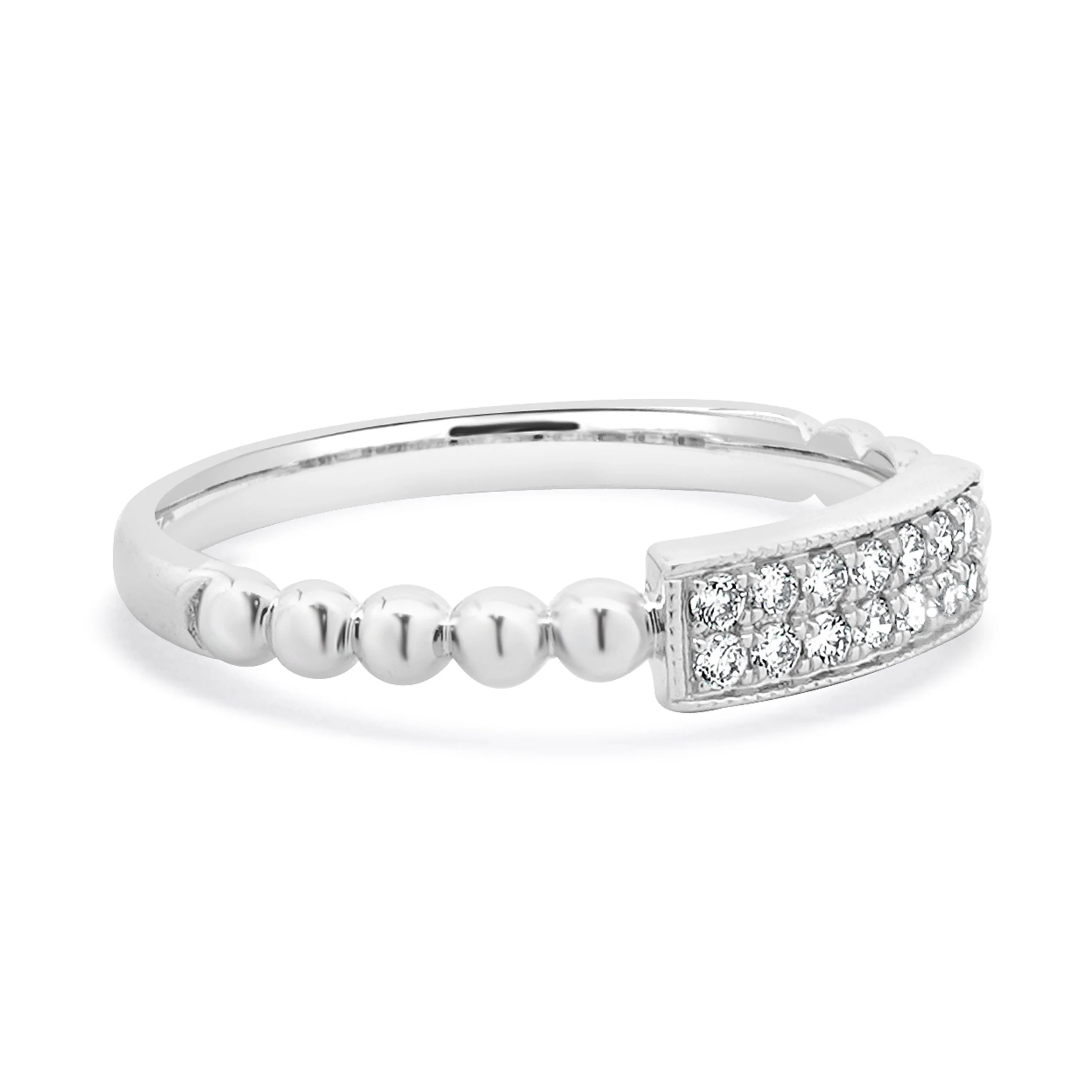 14 Karat White Gold Diamond Rectangular Filigree Band - Image 4