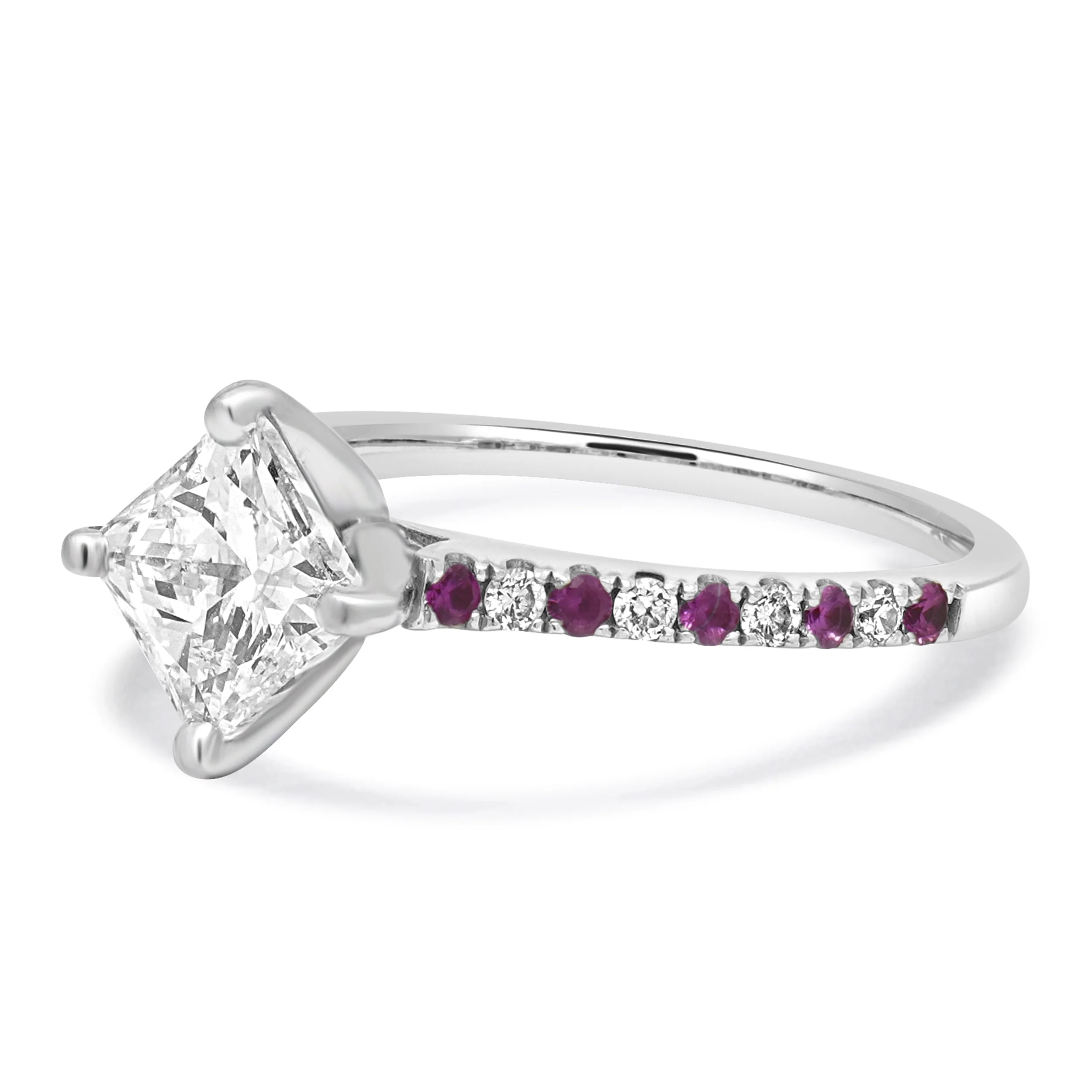 14 Karat White Gold Diamond & Ruby Engagement Ring - Image 2