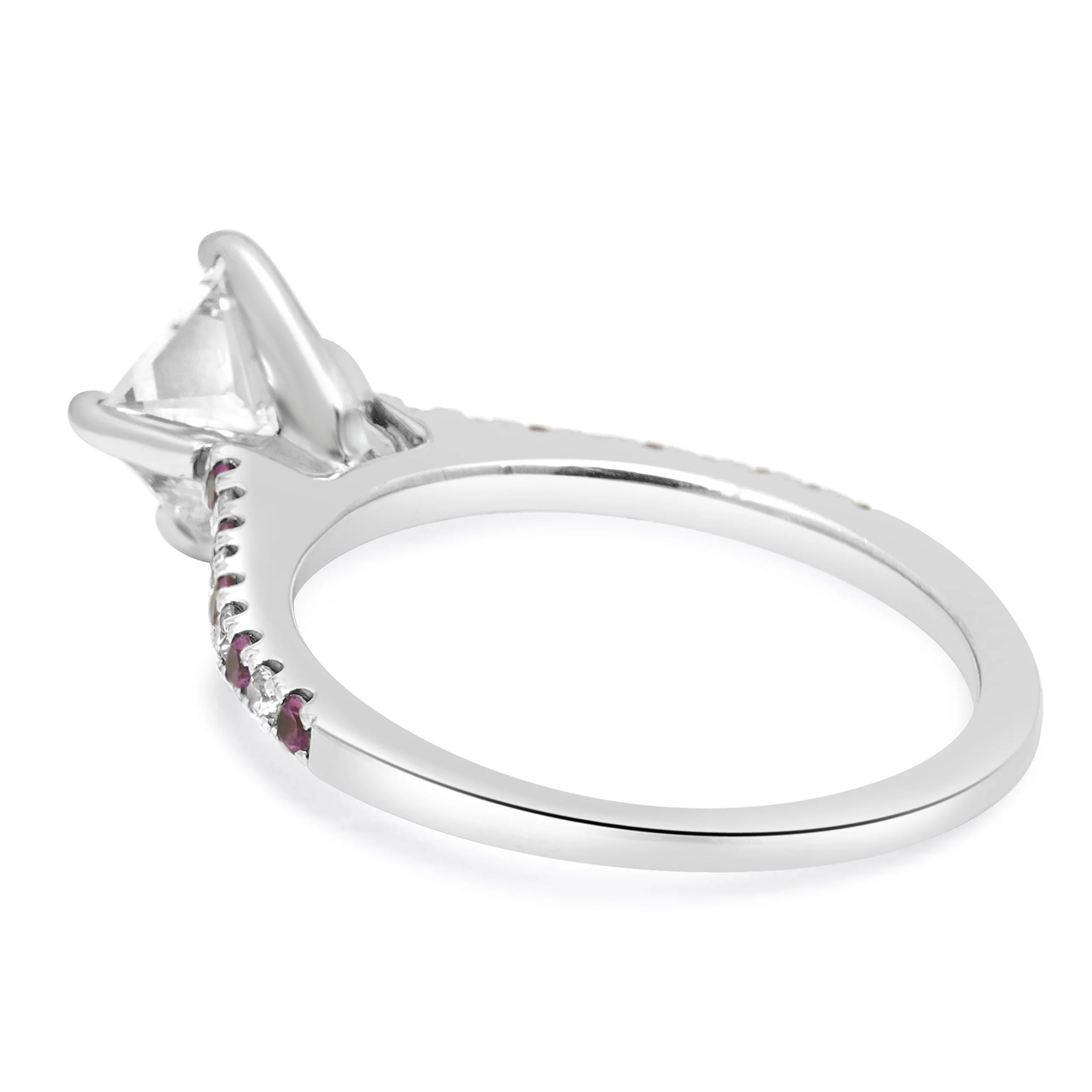 14 Karat White Gold Diamond & Ruby Engagement Ring - Image 3