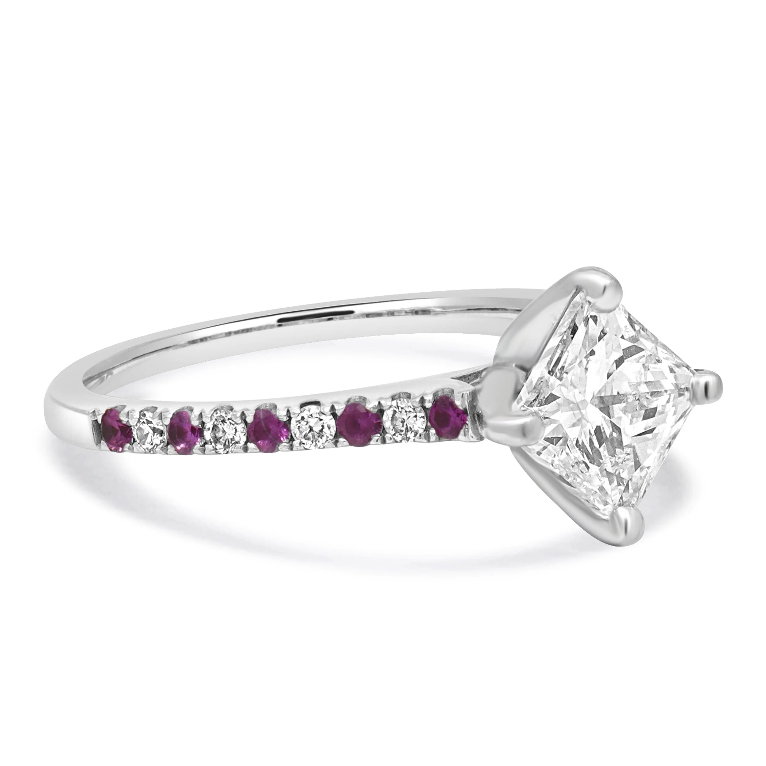 14 Karat White Gold Diamond & Ruby Engagement Ring - Image 4