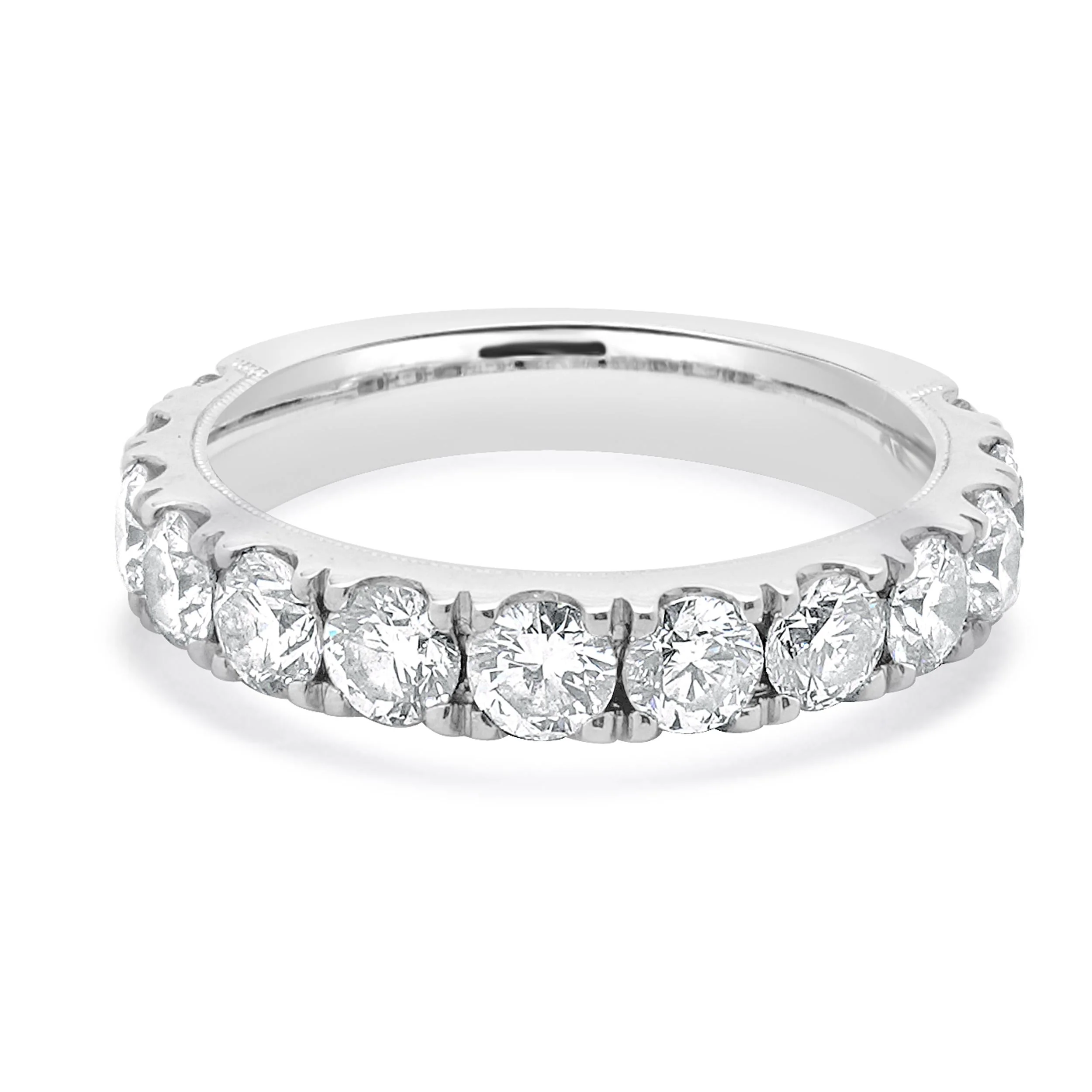 14 Karat White Gold Diamond Semi Eternity Wedding Band