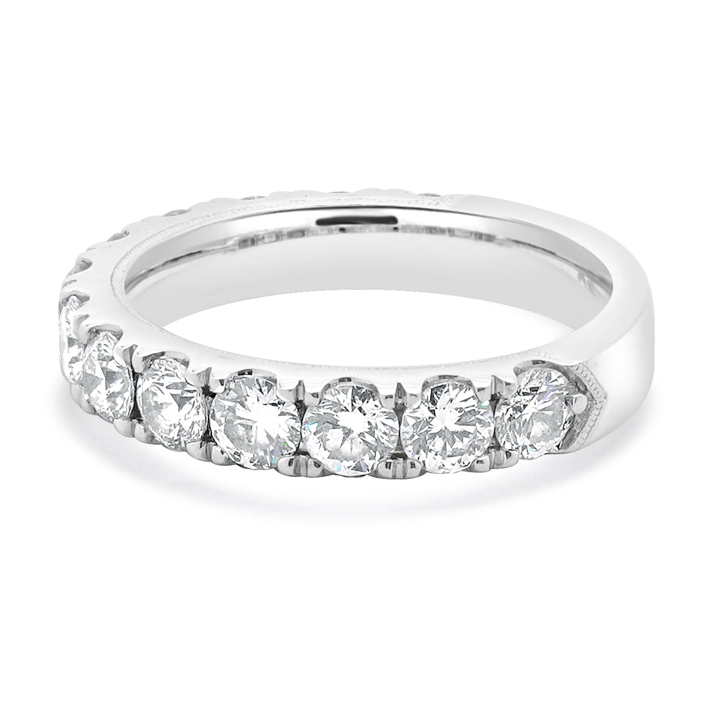 14 Karat White Gold Diamond Semi Eternity Wedding Band - Image 2