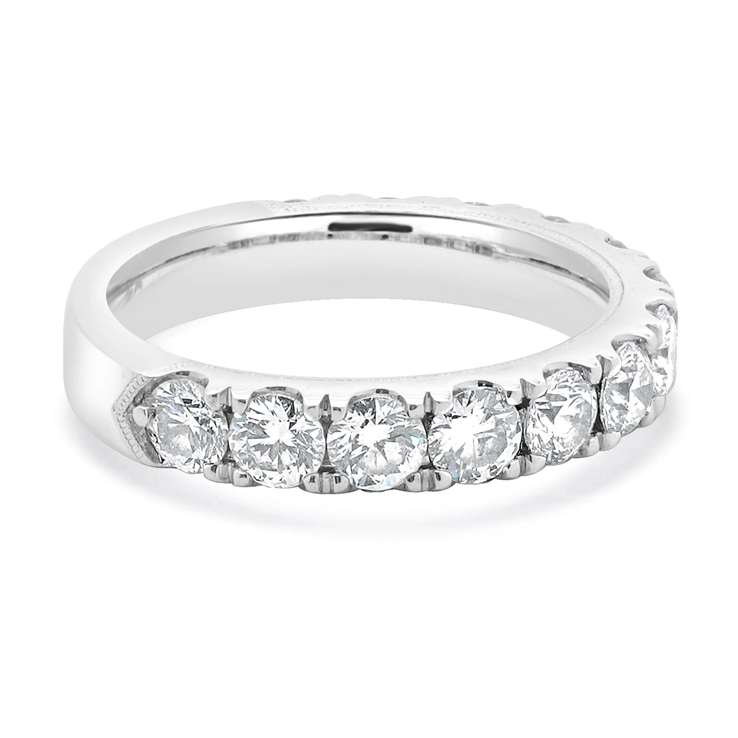 14 Karat White Gold Diamond Semi Eternity Wedding Band - Image 3