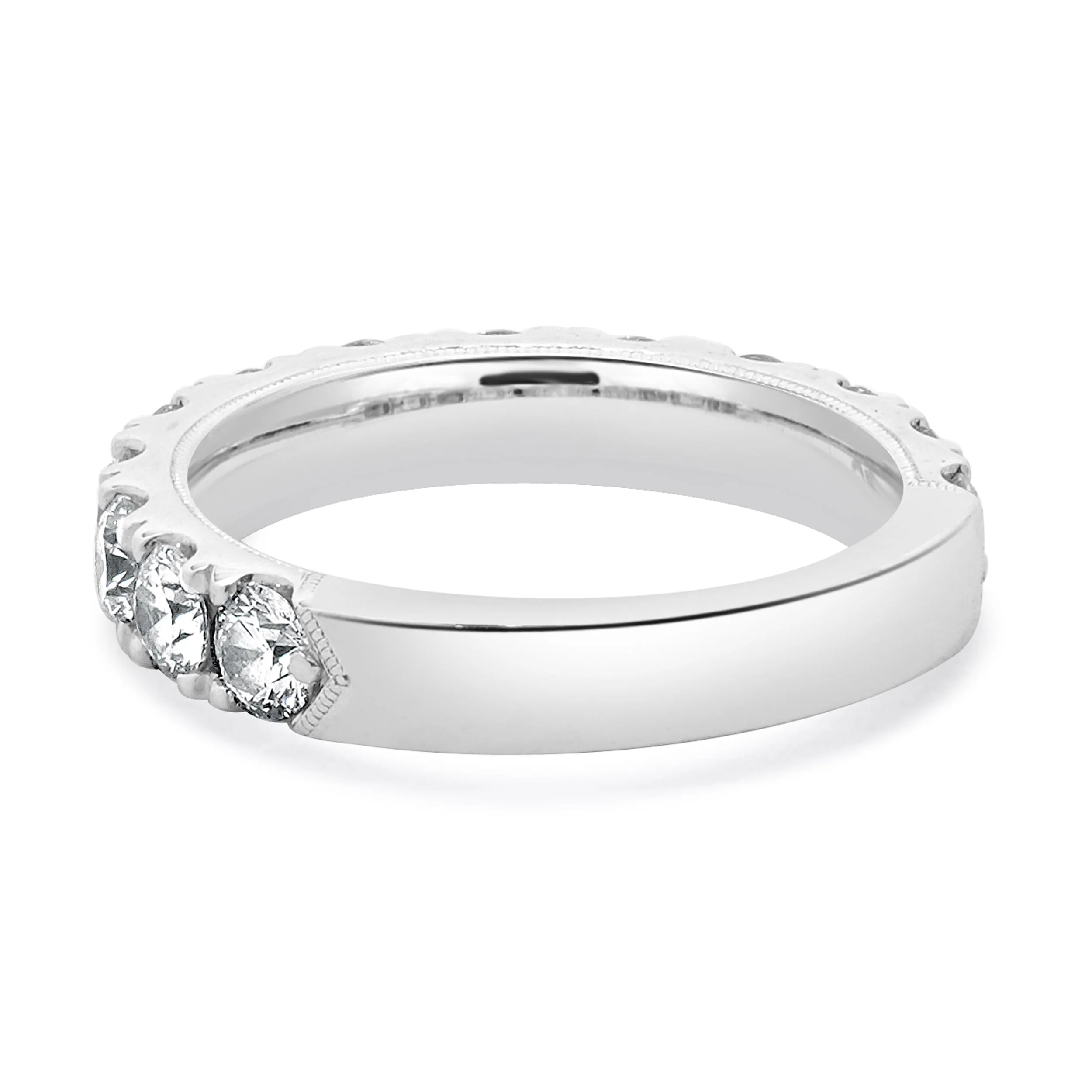 14 Karat White Gold Diamond Semi Eternity Wedding Band - Image 4