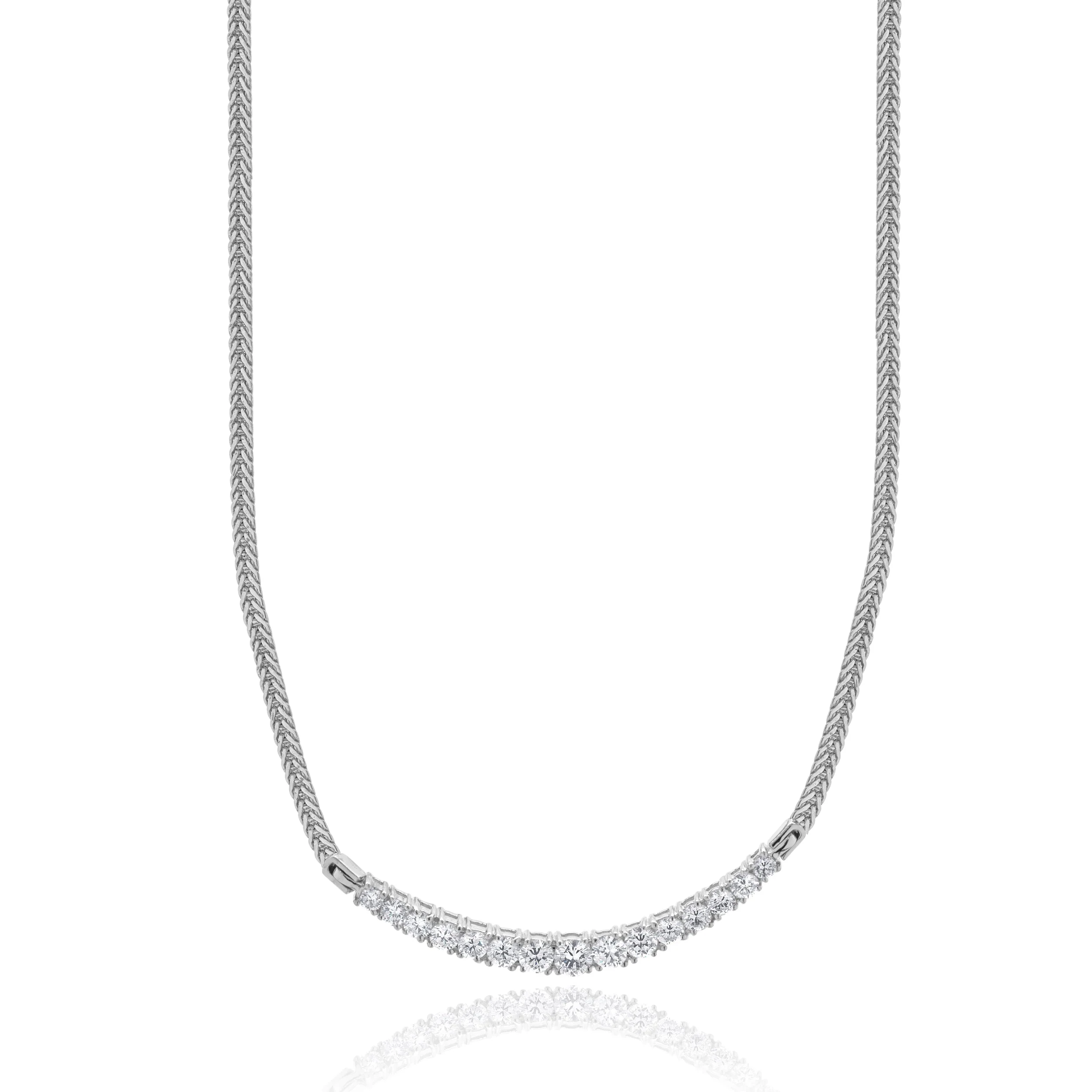 14 Karat White Gold Diamond Smile Necklace